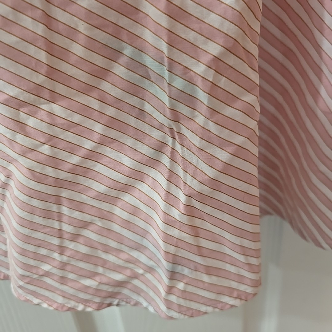 Brooks Brothers Pink White Striped Poplin Elbow Sleeve Shirt Dress Size 10