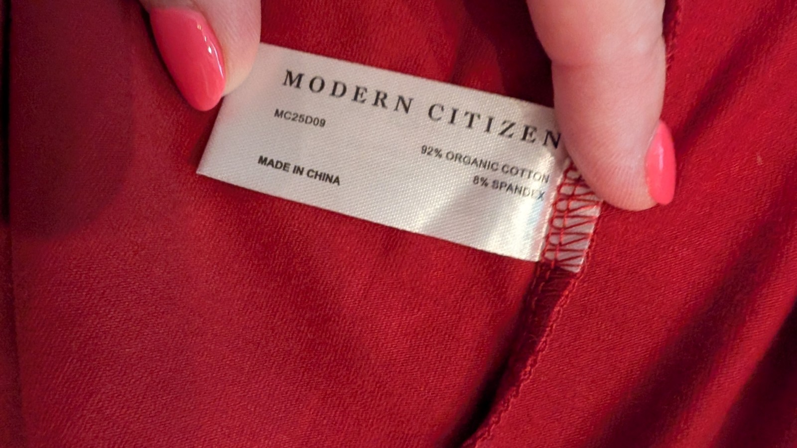 Modern Citizen Noa Organic Cotton T-Shirt Wrap Red Dress Minimalist Sz L