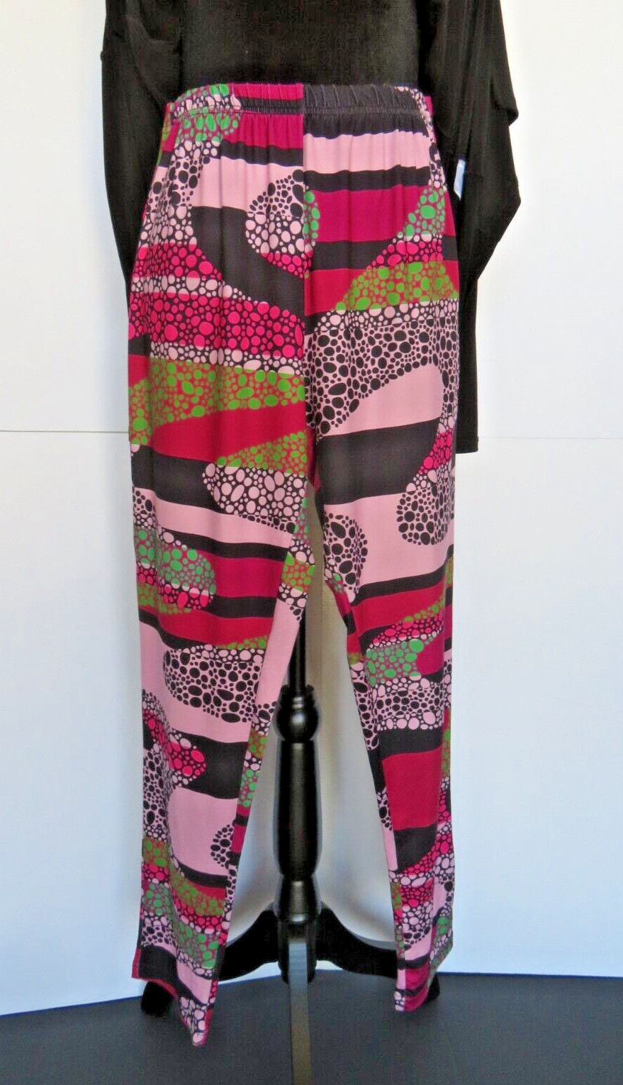 LBISSE® Black Tunic With Retro Print Leggings Multi-Color Pinks Grays Size Large