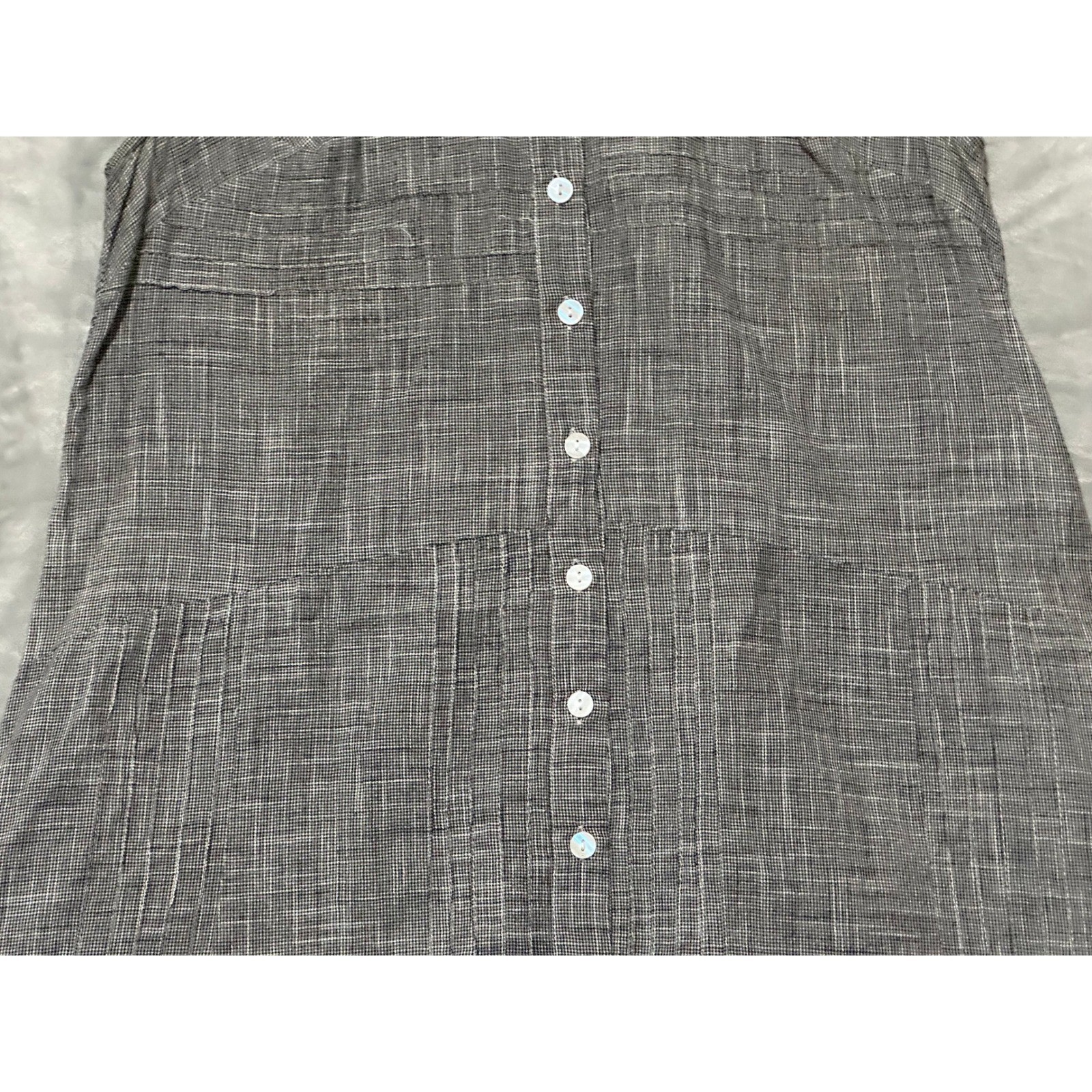 Tulip Sleeveless Button Front A Line Dress Grey Textured Midi Length – S