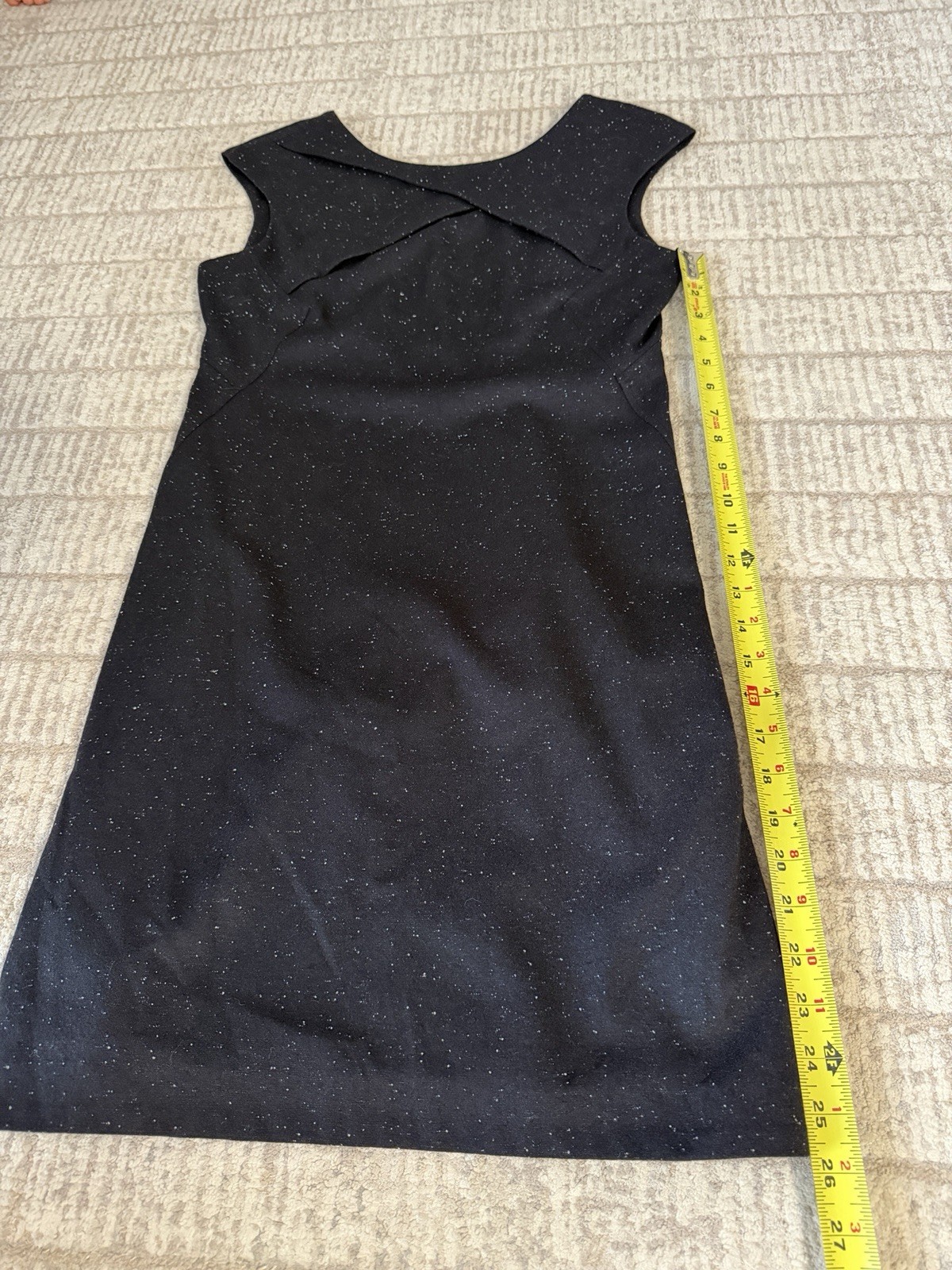 Helmut Lang Wool Blend Dress Cris Cross Front Black With White Speckles Size 4