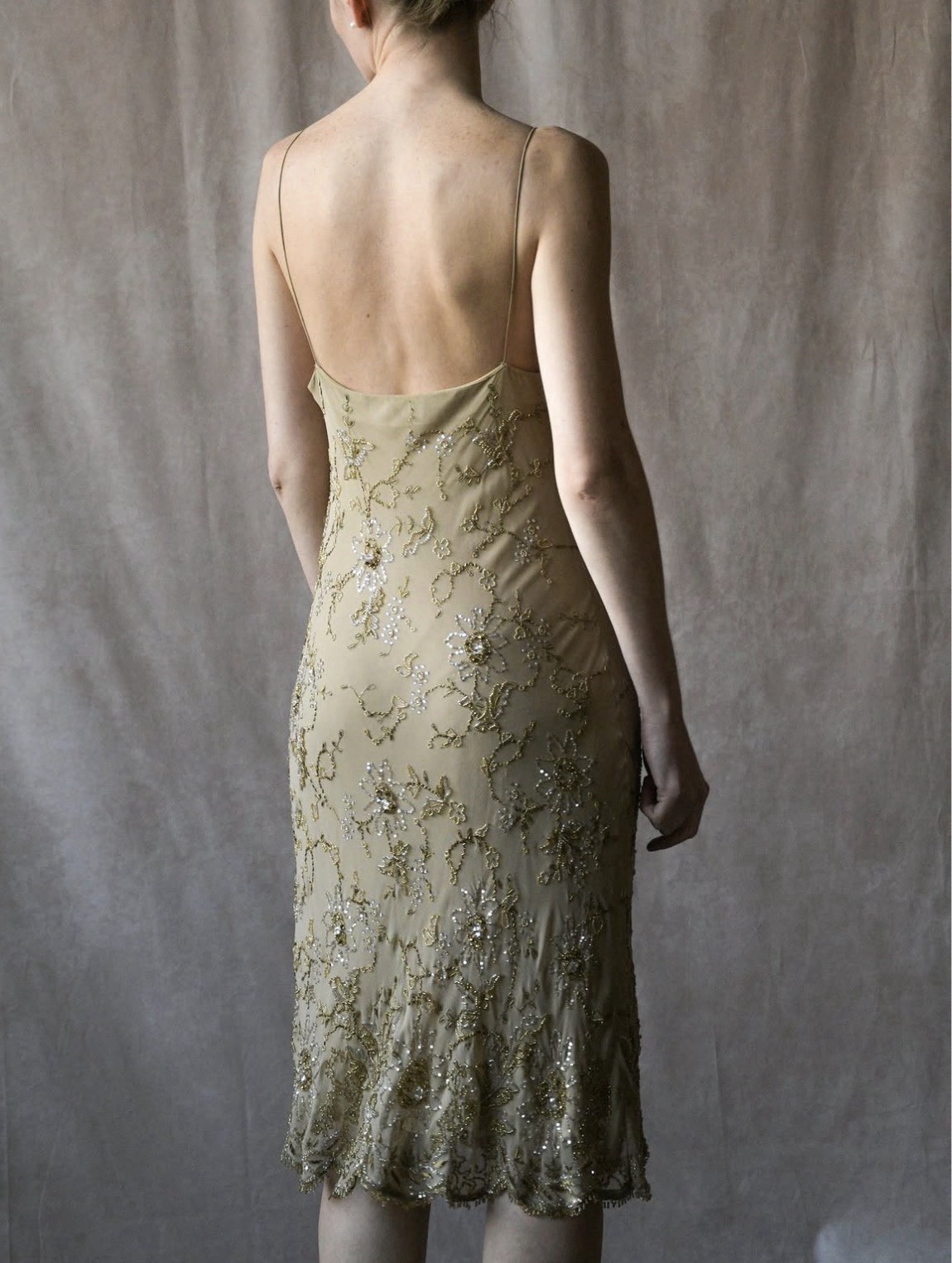 Ralph Lauren Collection Floral Silk Beaded Slip Dress Embellished Bias Vintage