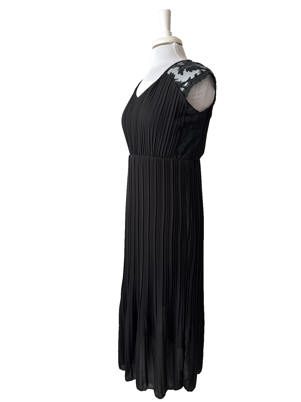 Whimsigoth Romantic Sheer Lace Pleated Dress M Boho Coquette Timeless Classic
