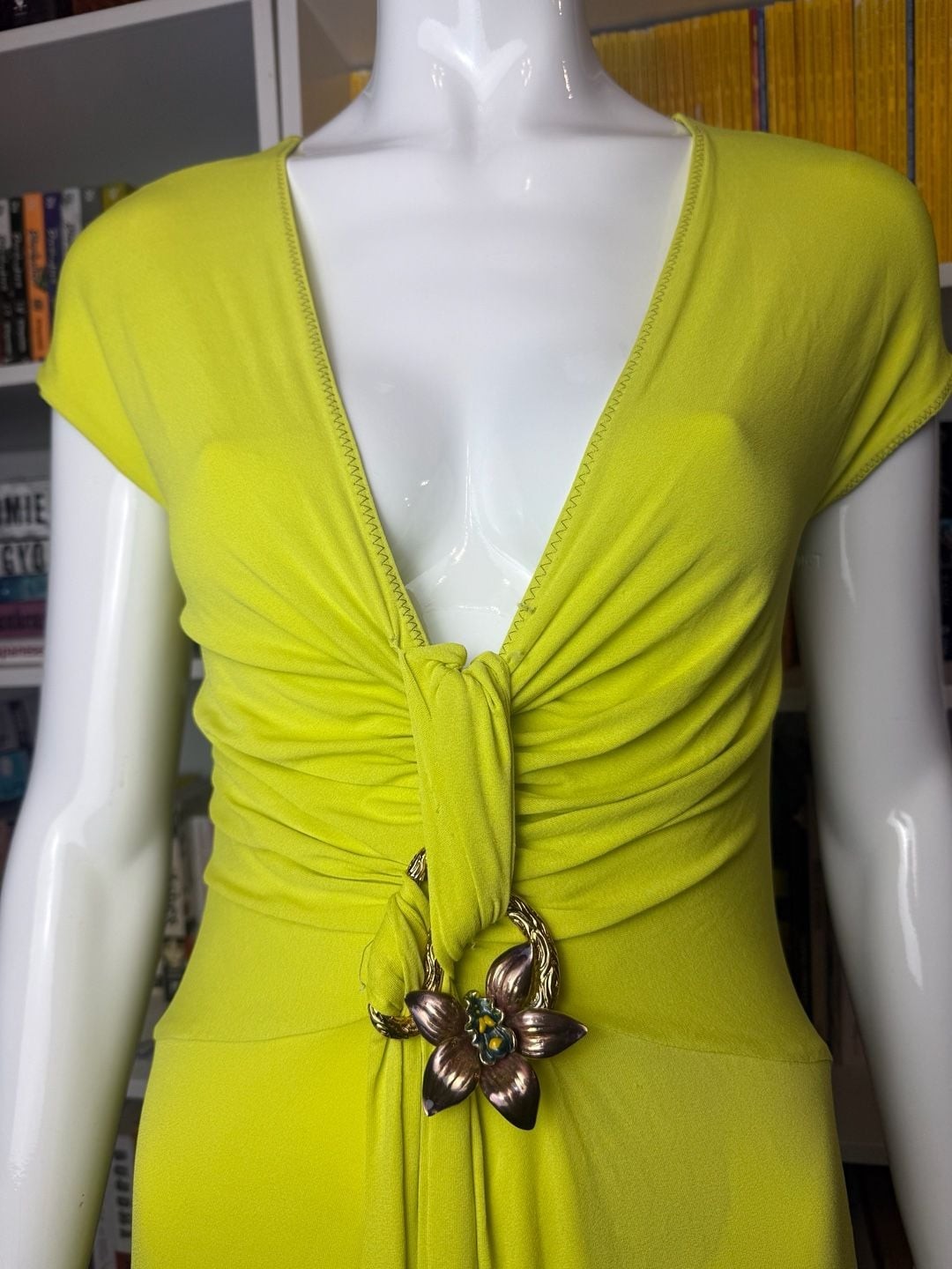 NWT Vintage Class Roberto Cavalli Lime Green Orchid Midi Dress