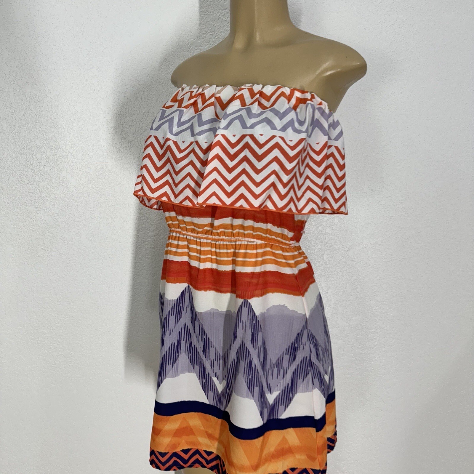 GLAM Polyester Light Weight Off The Shoulder Sun Dress Womens Size S Casual New