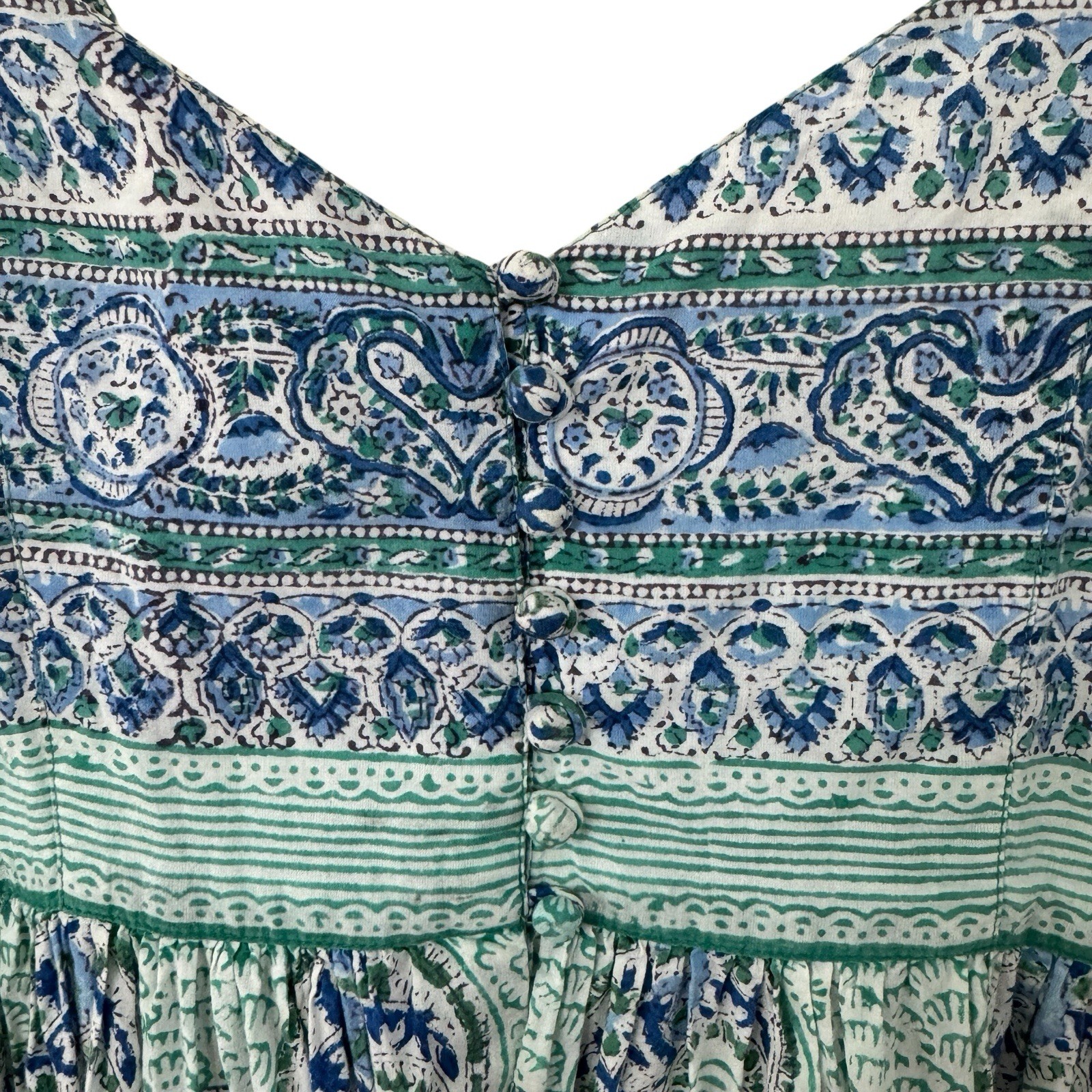 Anokhi Medium Maxi Dress Sleeveless Ethnic Hand Block Boho Cotton Womens READ