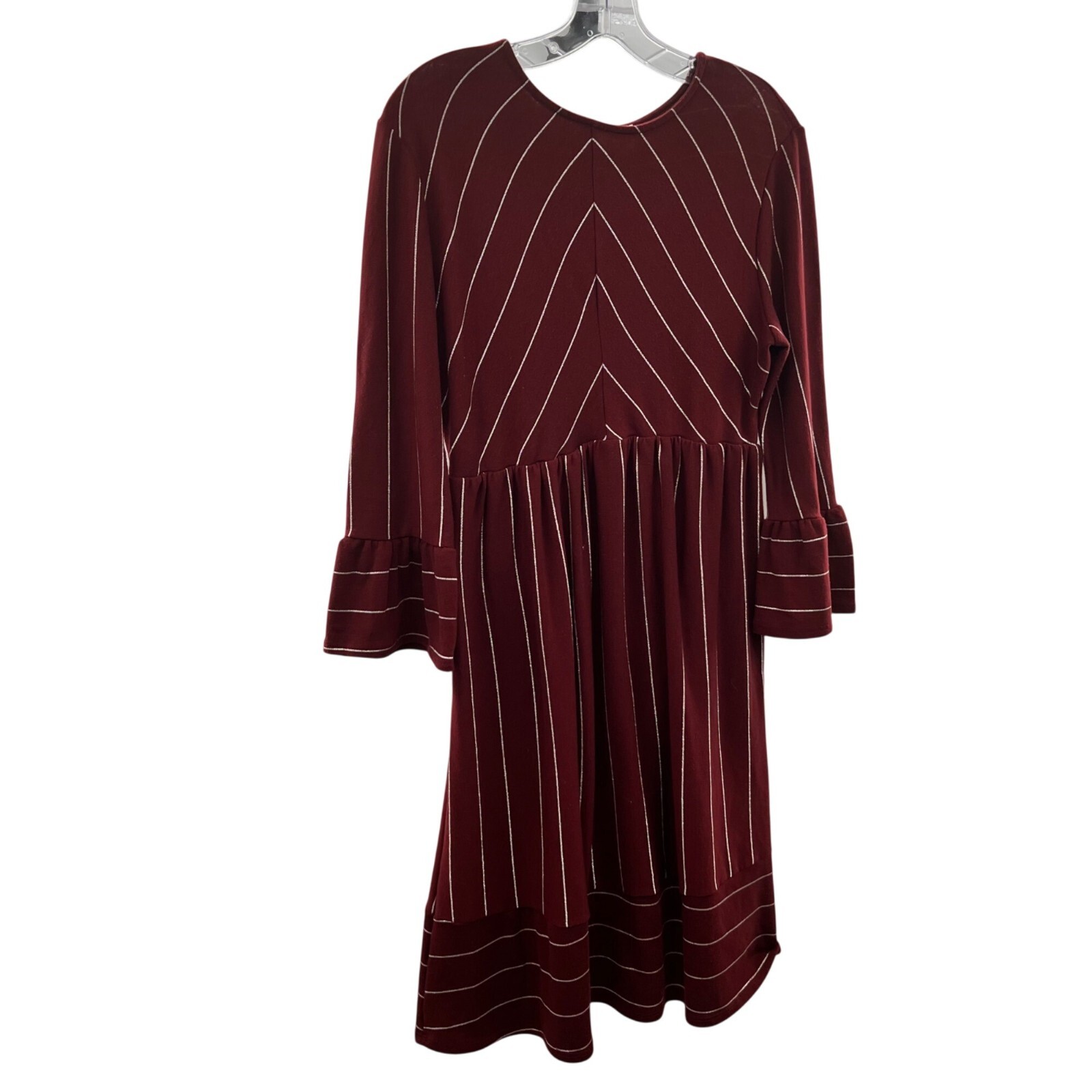 Betsey’s Boutique Shop Striped A-Line Dress Maroon/Silver Size Medium