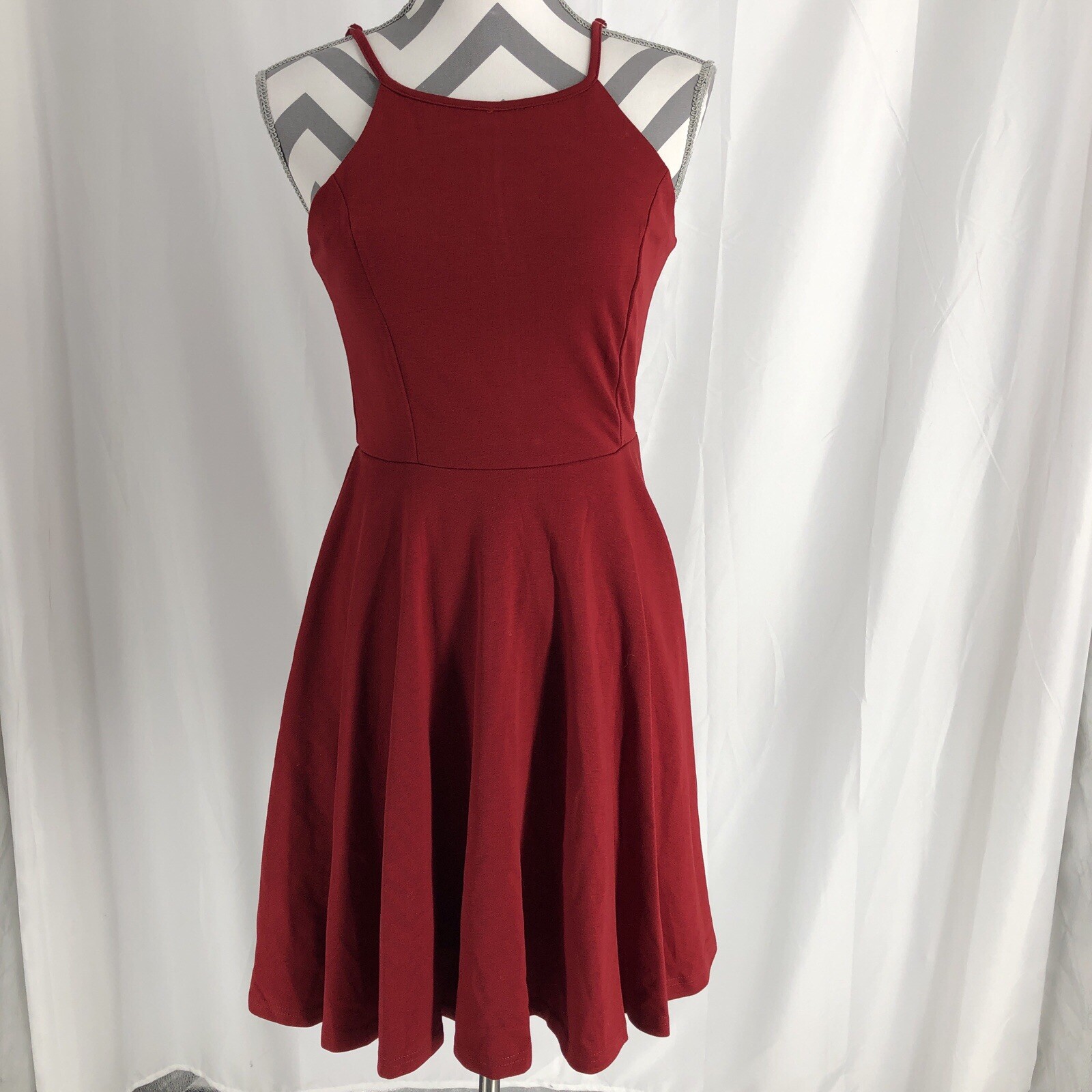 Belongsci Fit & Flare Thin Strap Dress Womens Small Red
