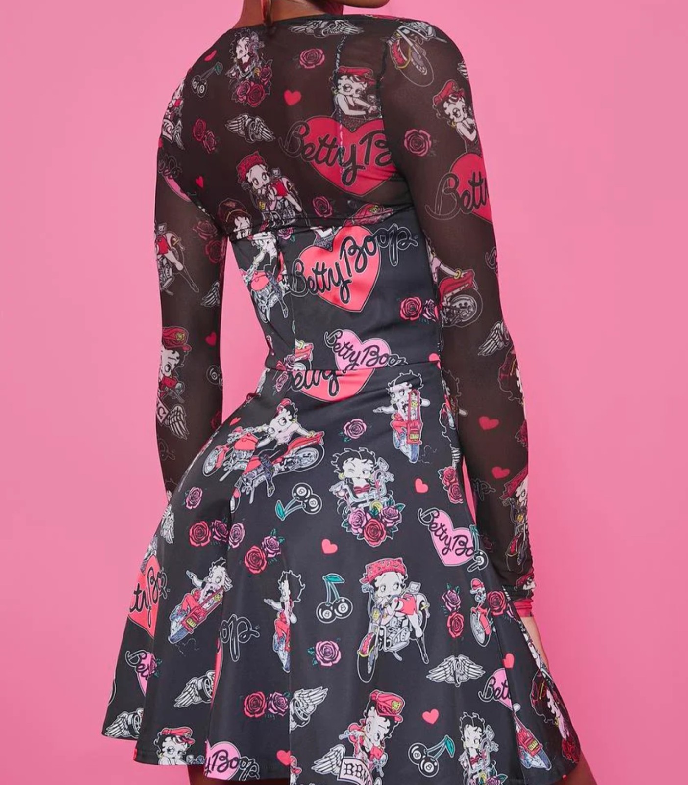 Dolls Kill Betty Boop Tough A-Line Mini Dress Sz XS w/ Shrug Underwire Satin