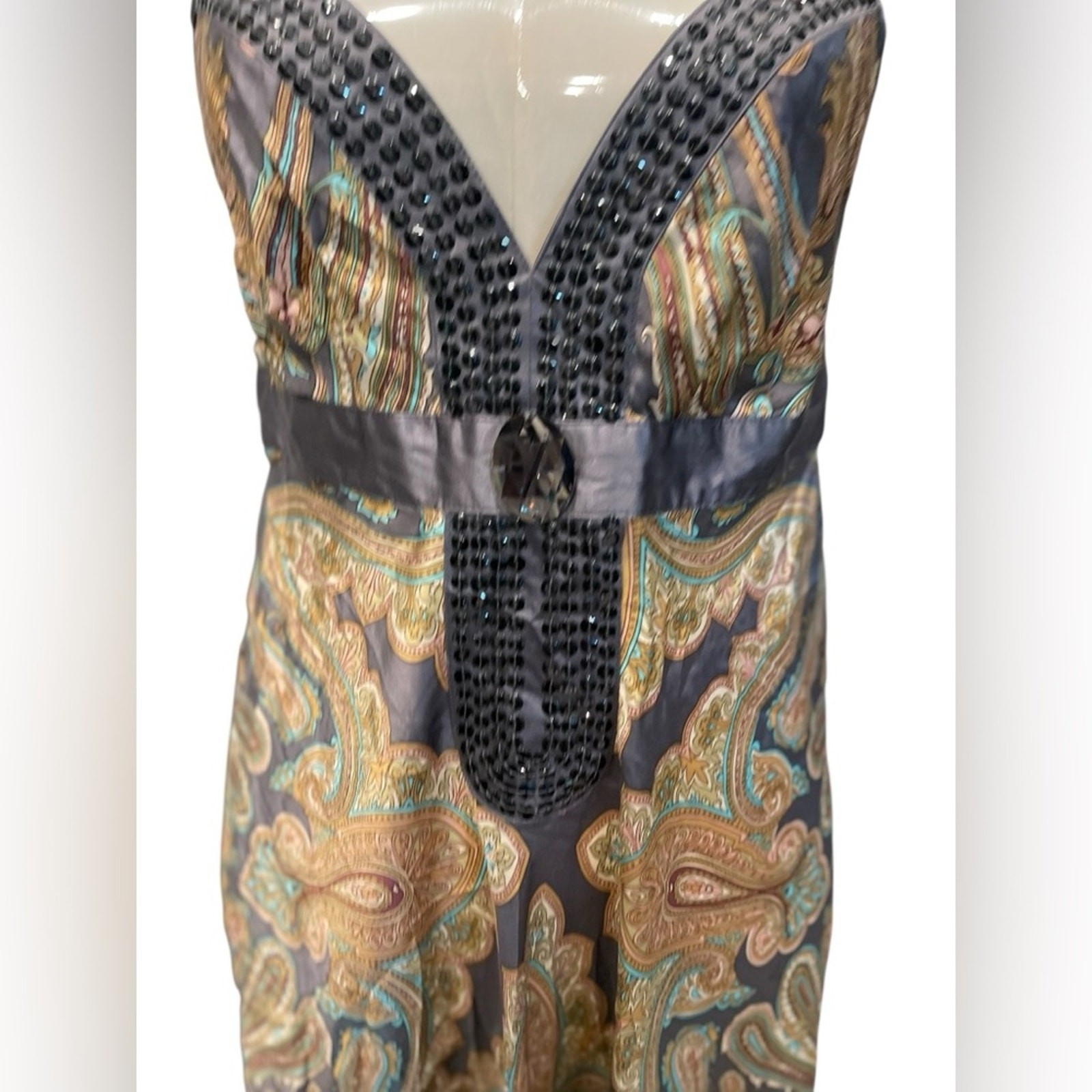 Cortefiel Elegant Multicolor Spaghetti Strap Dress Size:L