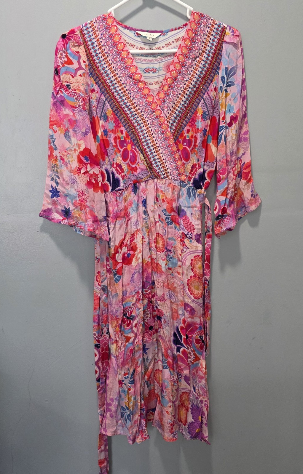 Inoa Dress Size 0 Pink Floral Daisy Print