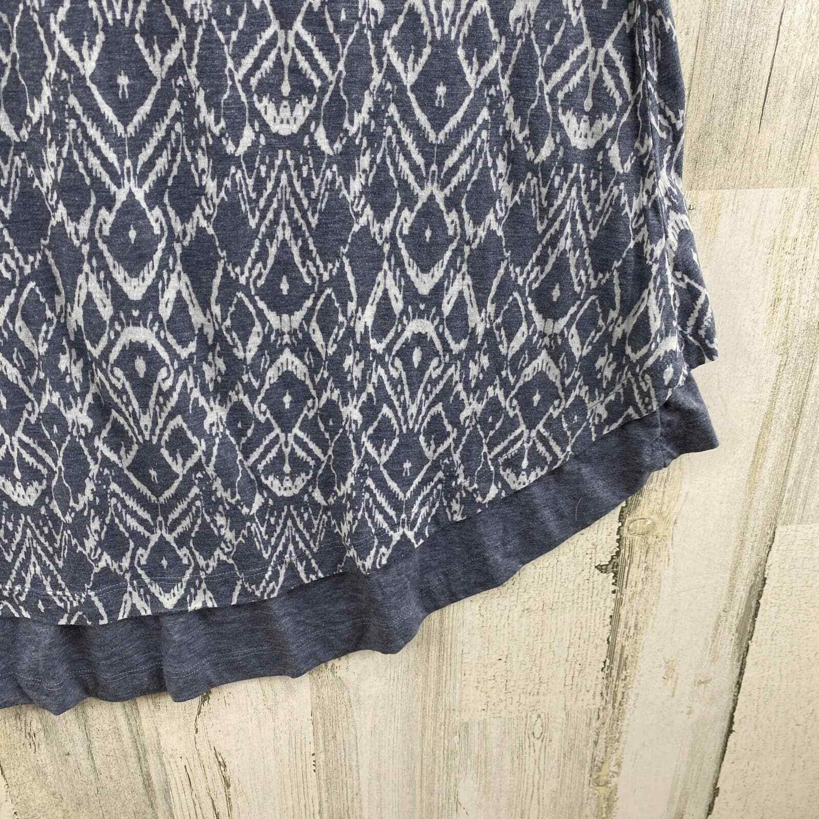 Mod-o-doc Dress Womens Medium Gray Polyester Cotton Blend Aztec Print Layered