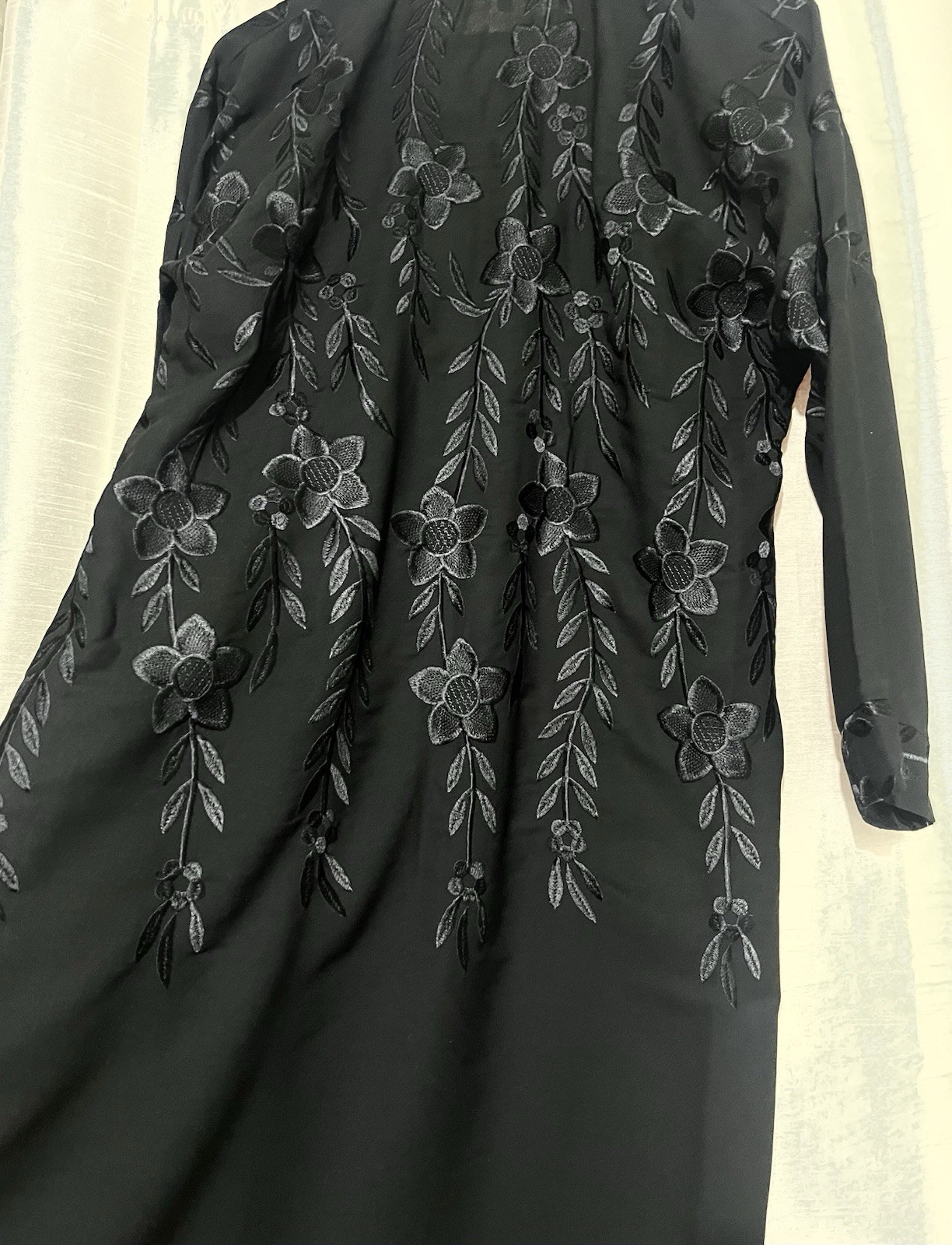Brand New Black embroidered Abaya, slim fit closed style, Size 54 from Dubai
