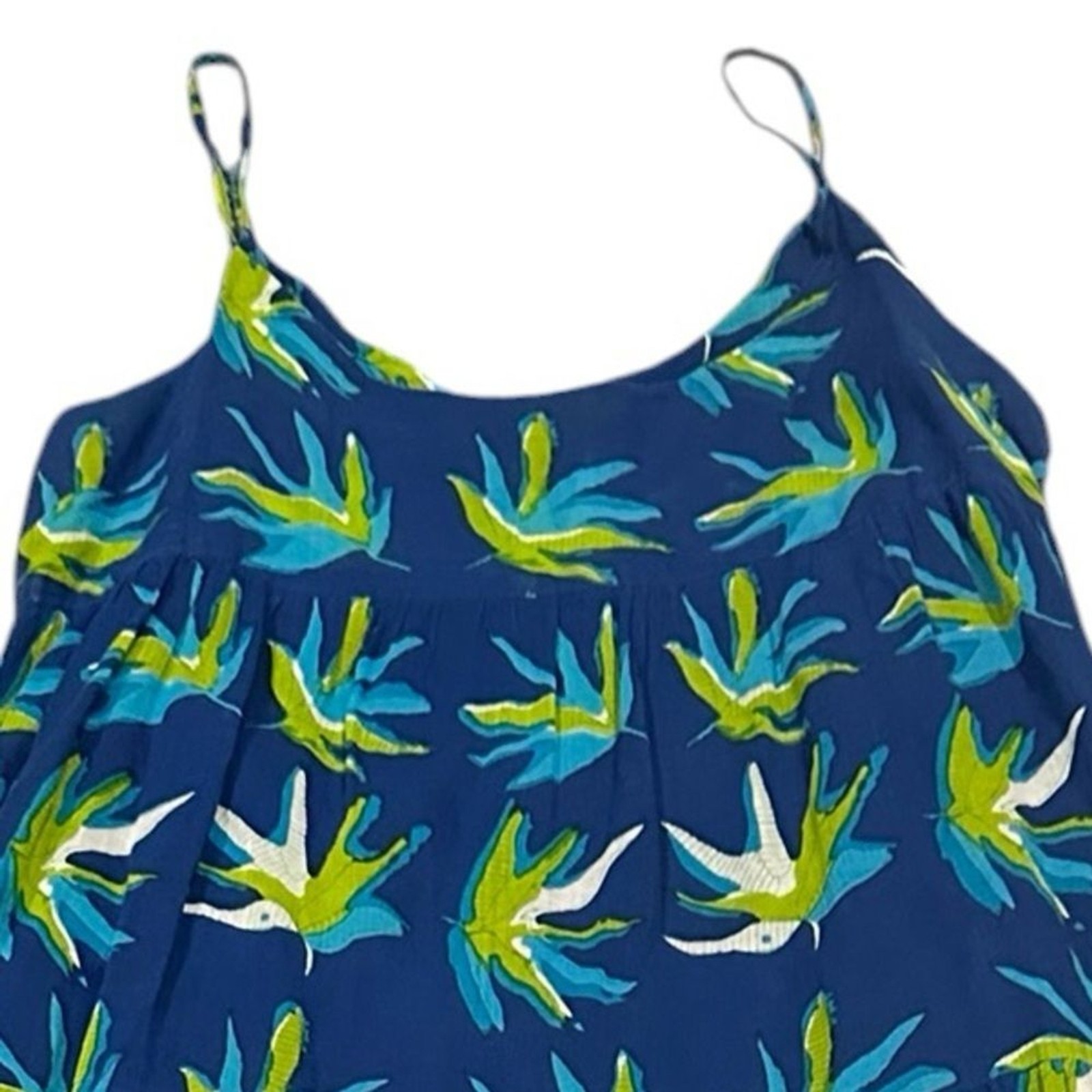 TUCKERNUCK Oliphant Tiered Floral Blue Green Boho Coastal Sundress M