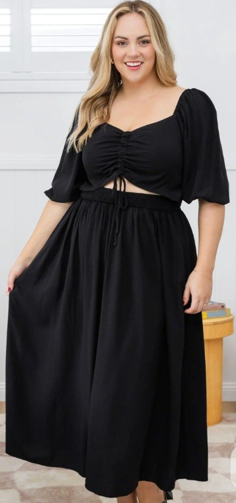 Proud Poppy Pippa cut-out summer dress in solid black BNWT size AU 12
