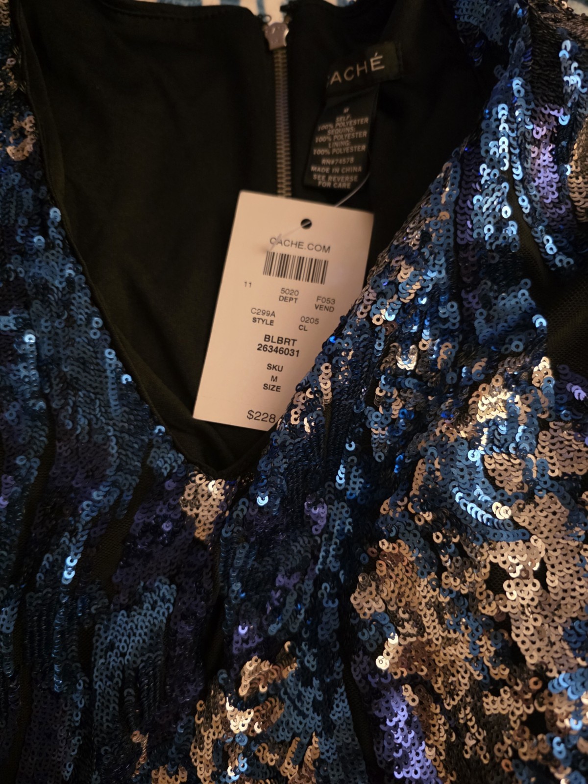 CACHE Sequin Blue And Silver Medium Size New With TAGS ELEGANT AND GORGEUS