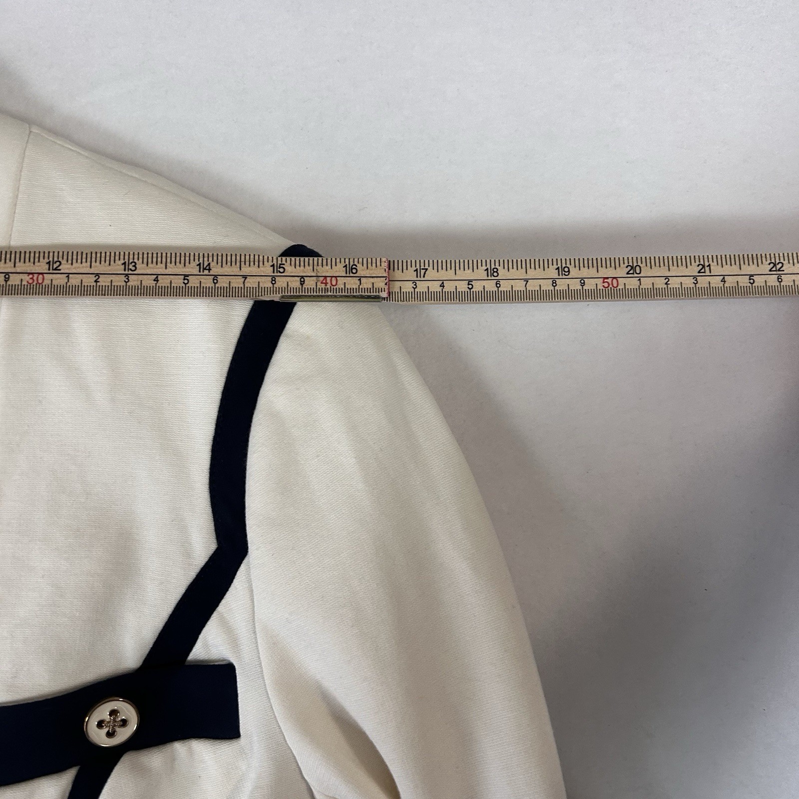 Cache Womens Blazer Size 4 White Black Trim Zip Cropped Military Jacket