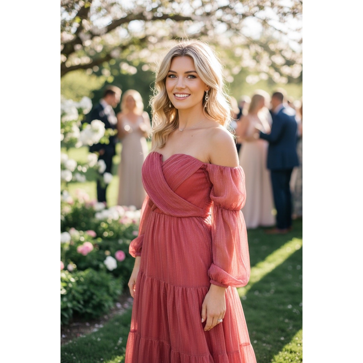 ALAMOUR DRESS M GOWN PINK EVENING FORMAL WEDDING GUEST COQUETTE MILKMAID TIERED