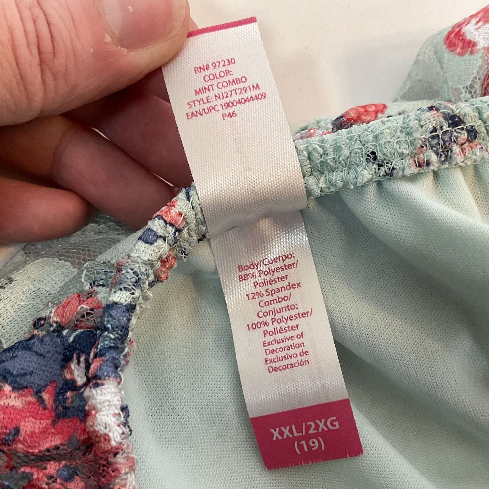 No Bounderies Aqua/Mint Blue Floral Lace dress with Belt, Junior size XXL
