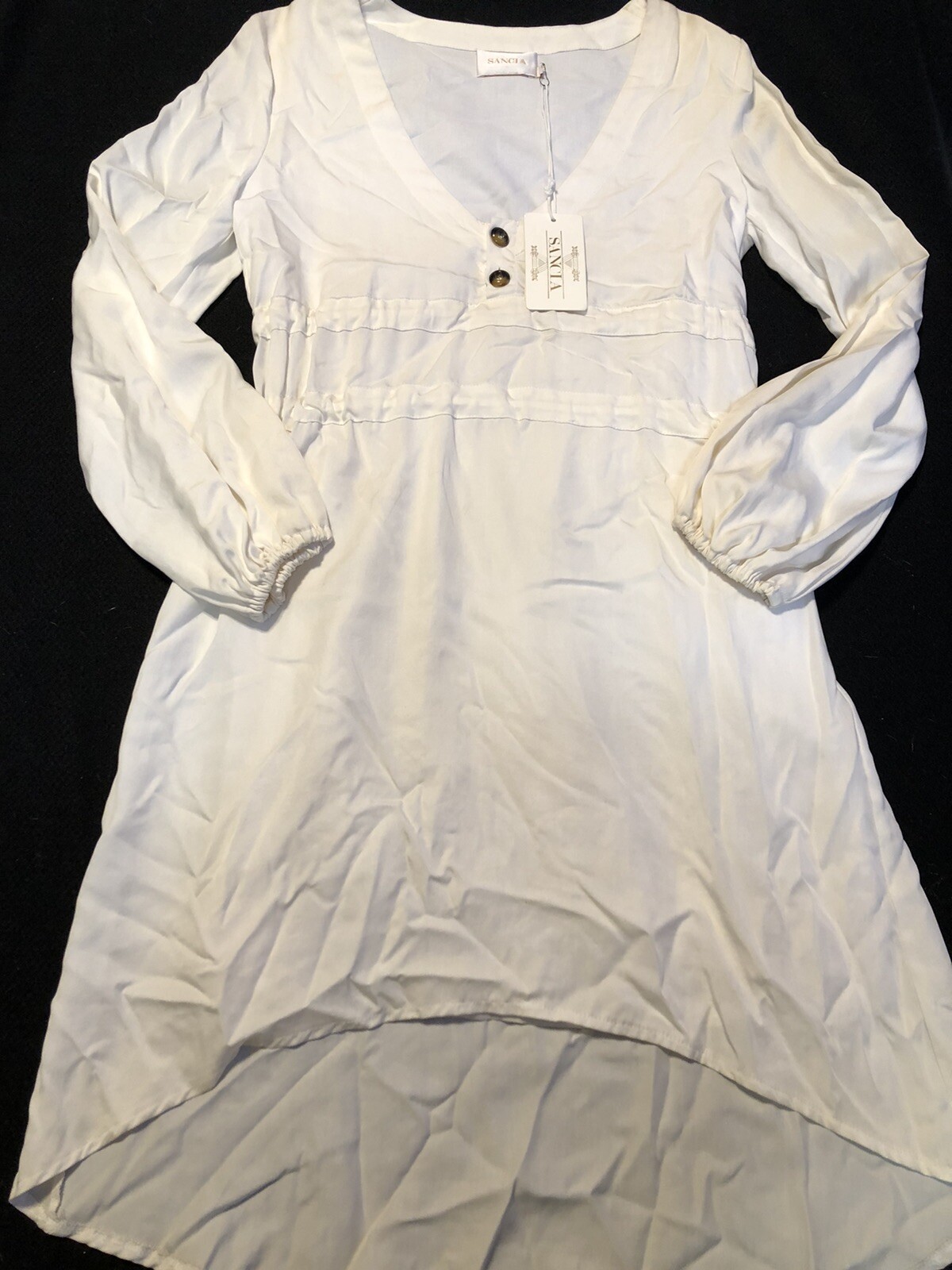 NWT Sancia V-Neck The Anais Dress White XS Free Ship