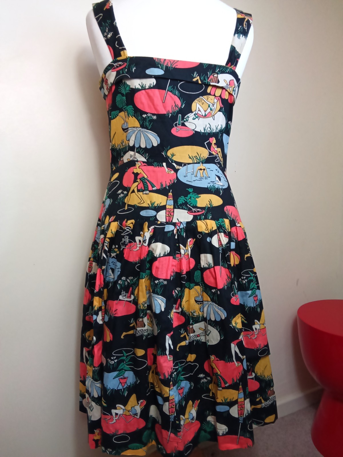Emily and Fin Sundress Medium 12 Beach Lady Pool Print Summer Dress Pockets