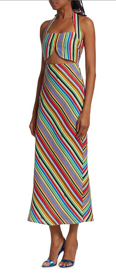 NWT Simon Miller The Hustle Piko Striped Halterneck Dress Deco Stripe 2 $395