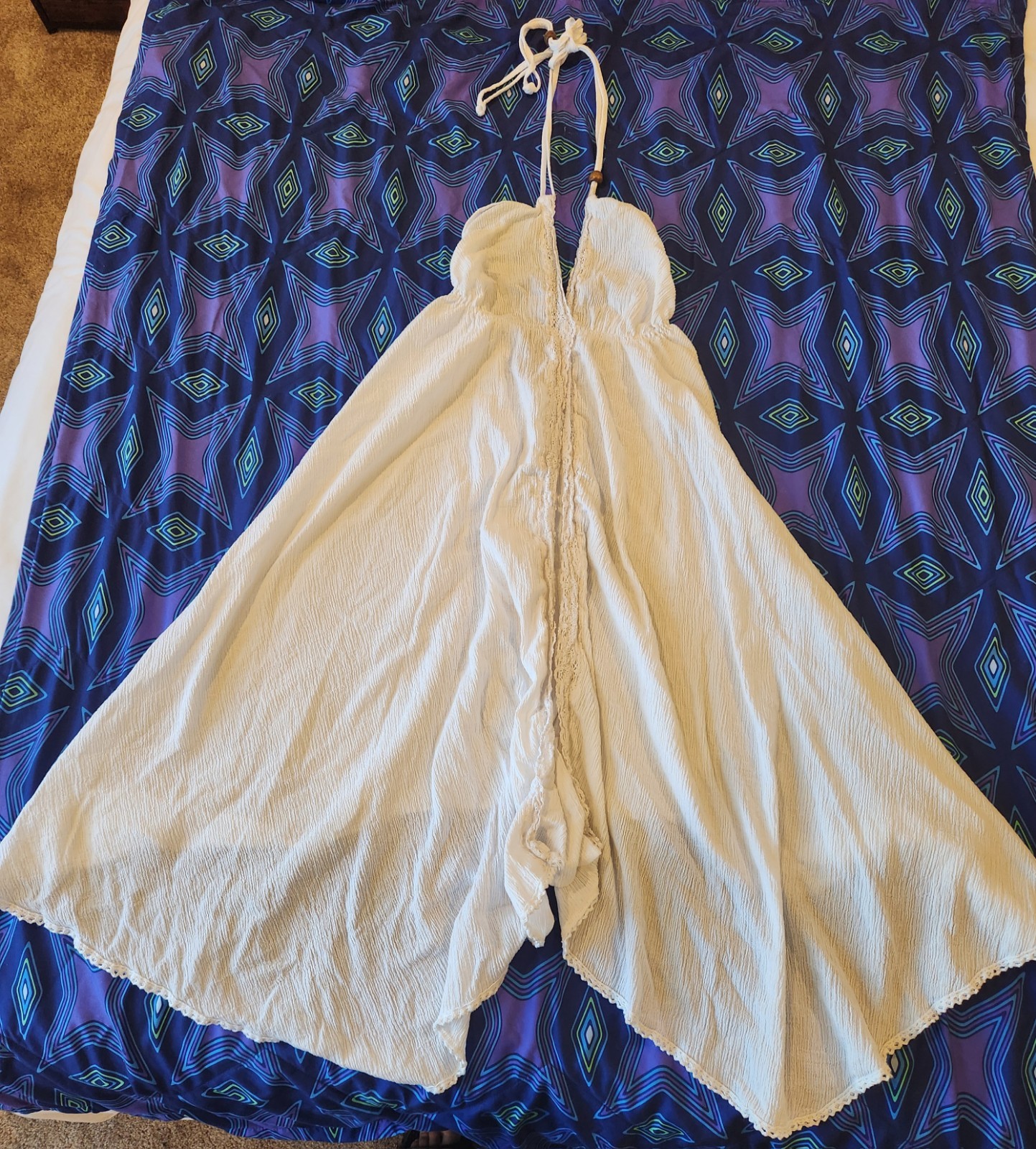 SUNCANS White Halter Strap DRESS For Beach or Summer WOMEN’S SIZE S.100% COTTON