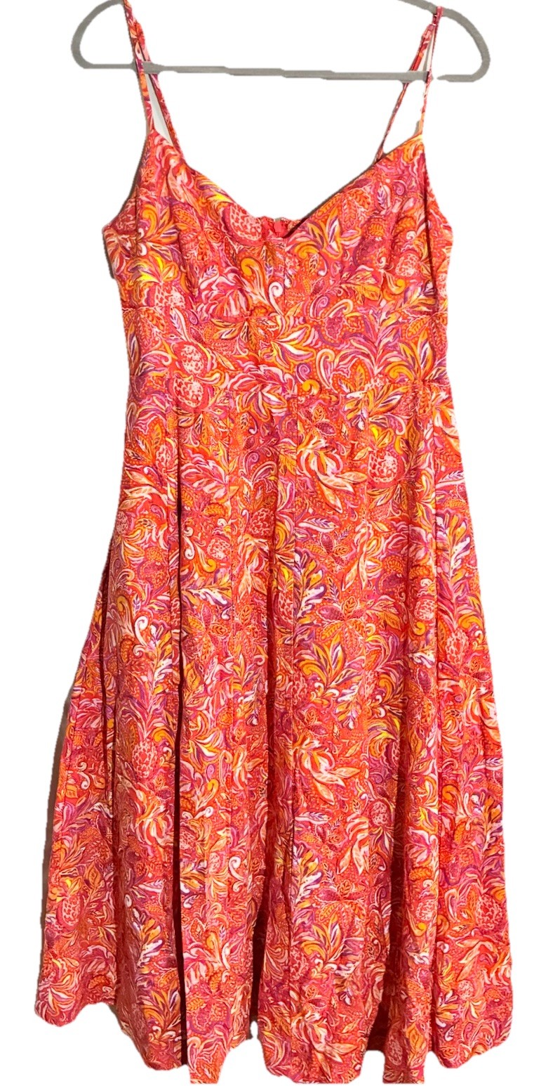 Jason Wu Womans Linen Tank Dress Sz M Full Skirted Lined Adj Strap Party Resort