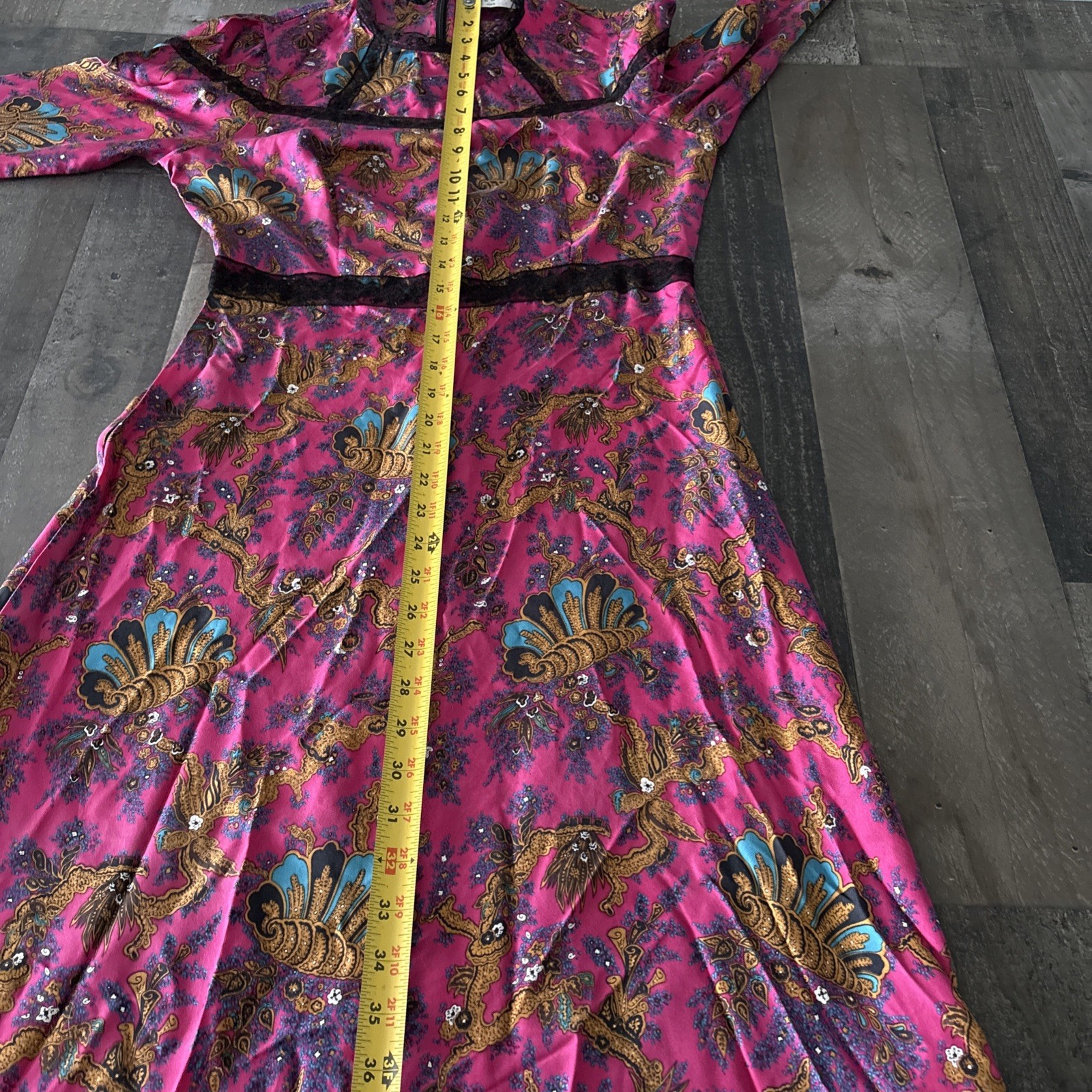 Sandro Paris Silk Midi Dress Sz 38 US 6 Medium Vibrant Pink