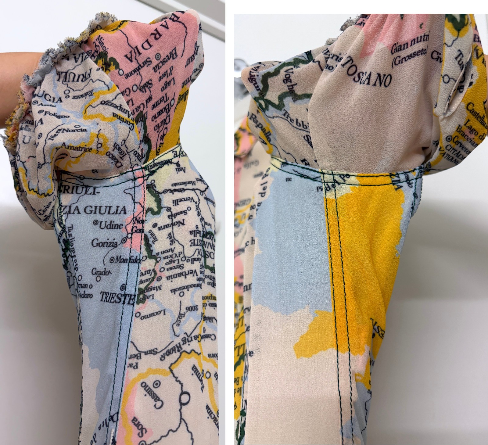 Derek Lam 10 Crosby Map Print Midi Shirt Dress Italy Short Sleeve 4