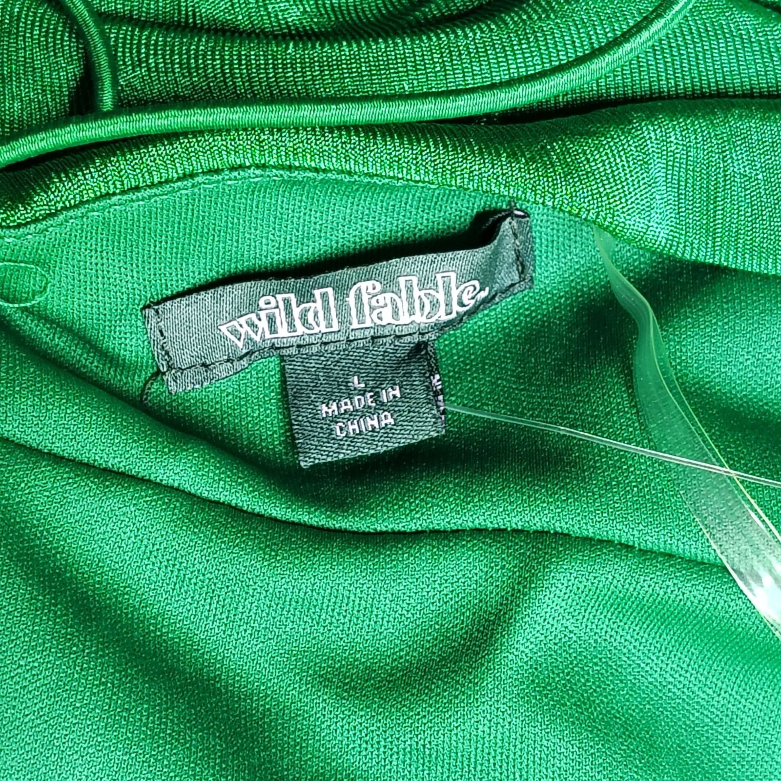 Wild Fable Emerald Satin Lace Up Back Midi Dress Side Slit Women’s Large