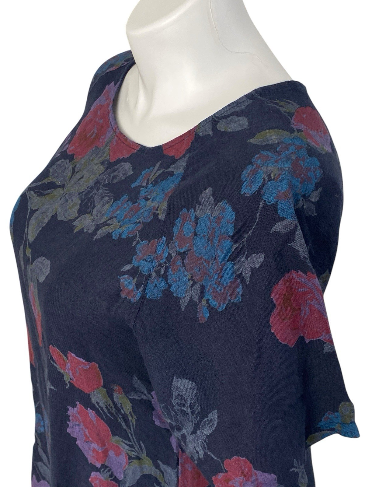 Couleur Lin Paris Milan Blue Floral Linen Midi Dress Size Size Small (36)