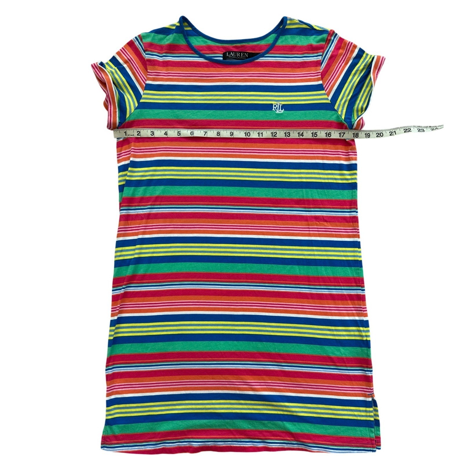 Lauren Ralph Lauren Black Label Striped T-Shirt Dress Monogram S Casual Preppy