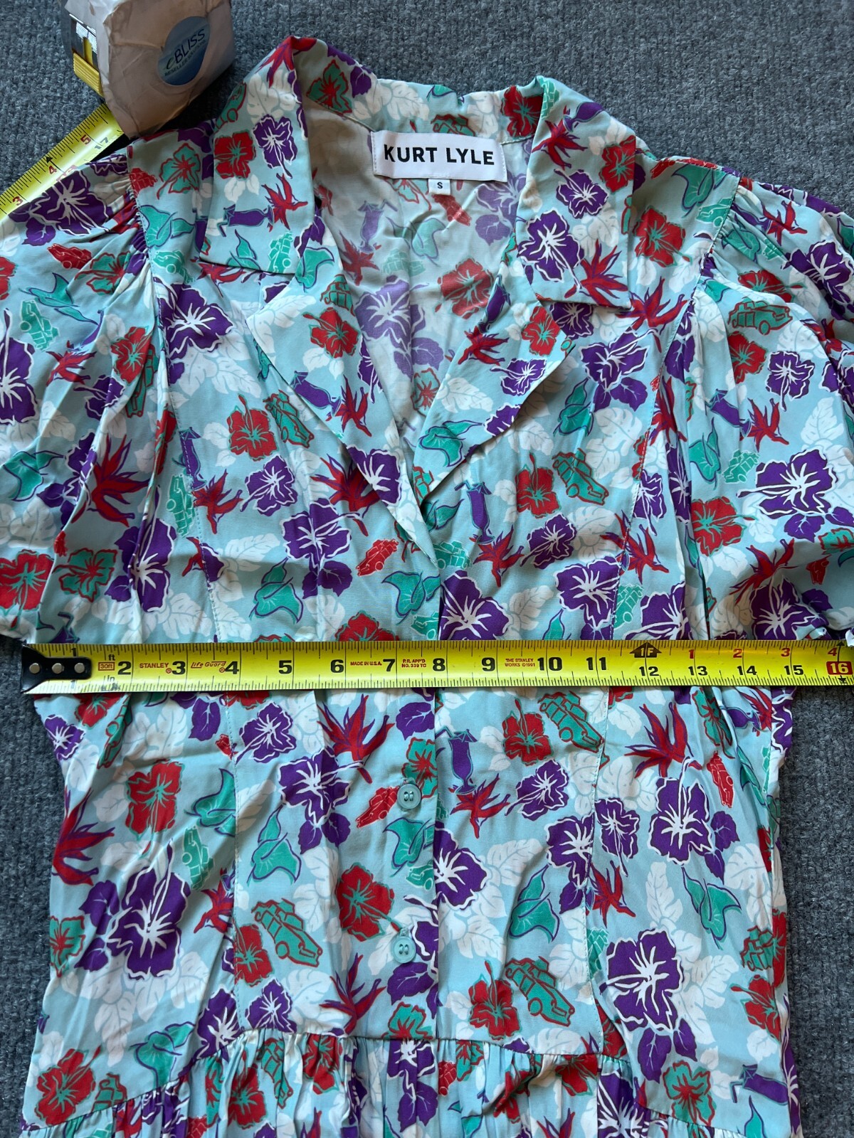 Kurt Lyle Womens Multicolor Floral Long Sleeve Cotton Knee Length A Line Dress S
