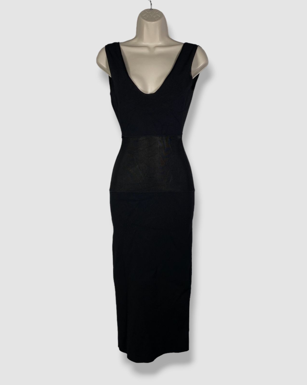 Tom Ford Women’s Black Paneled Knitted Sleeveless V-Neck Dress Size M.