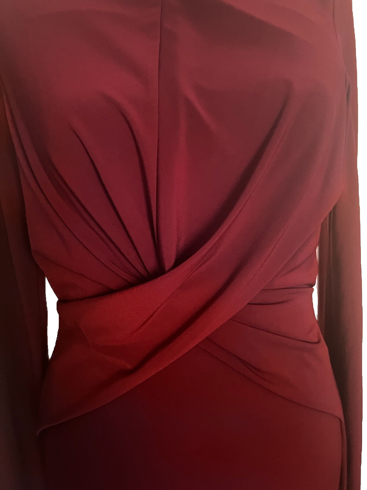 Women Forever 21 Marron Wine Long Sleeve Rushed In The Front Dress Size M