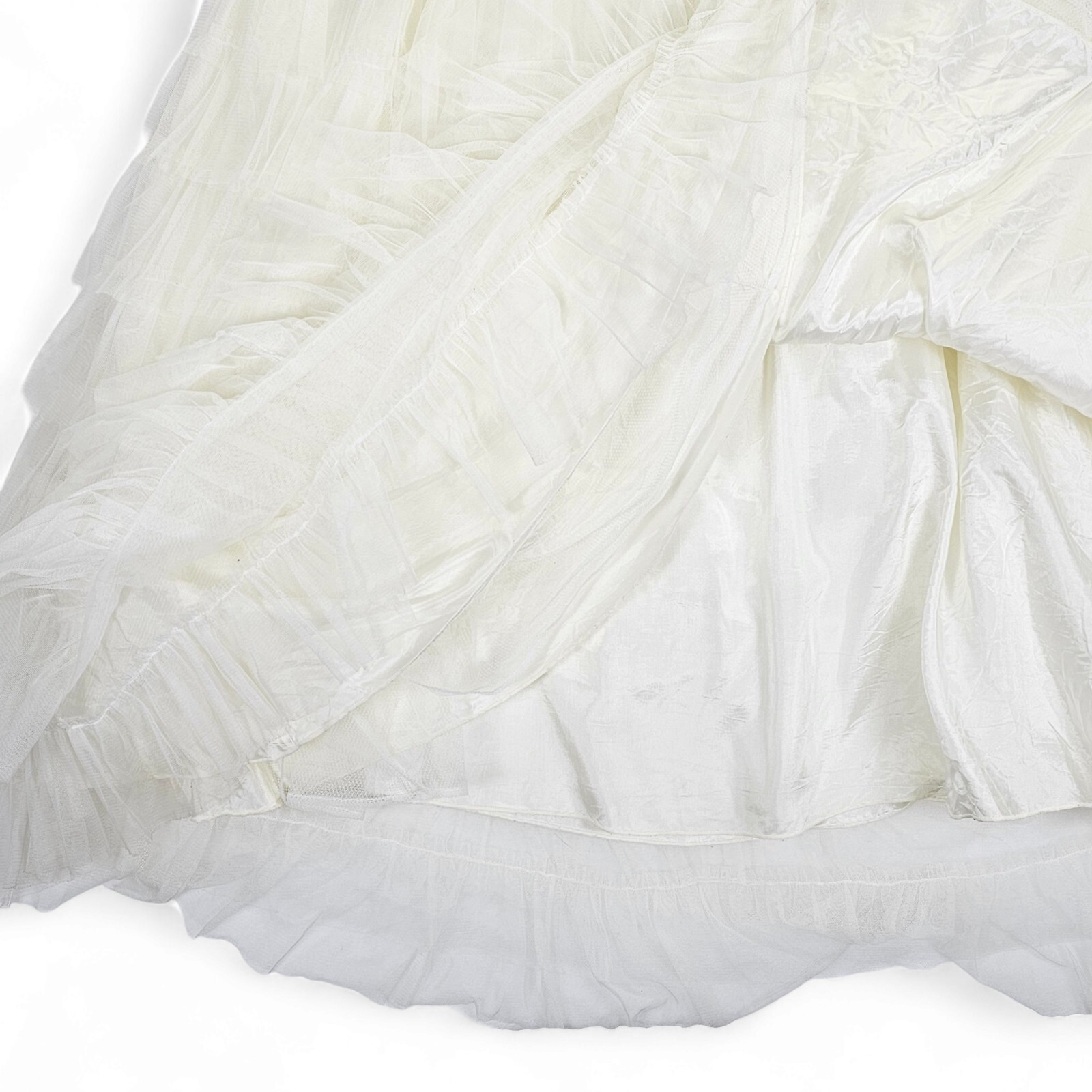 B. Darlin Dress Prom Formal Strapless Ivory Tiered Tulle Rhinestone Size 5/6