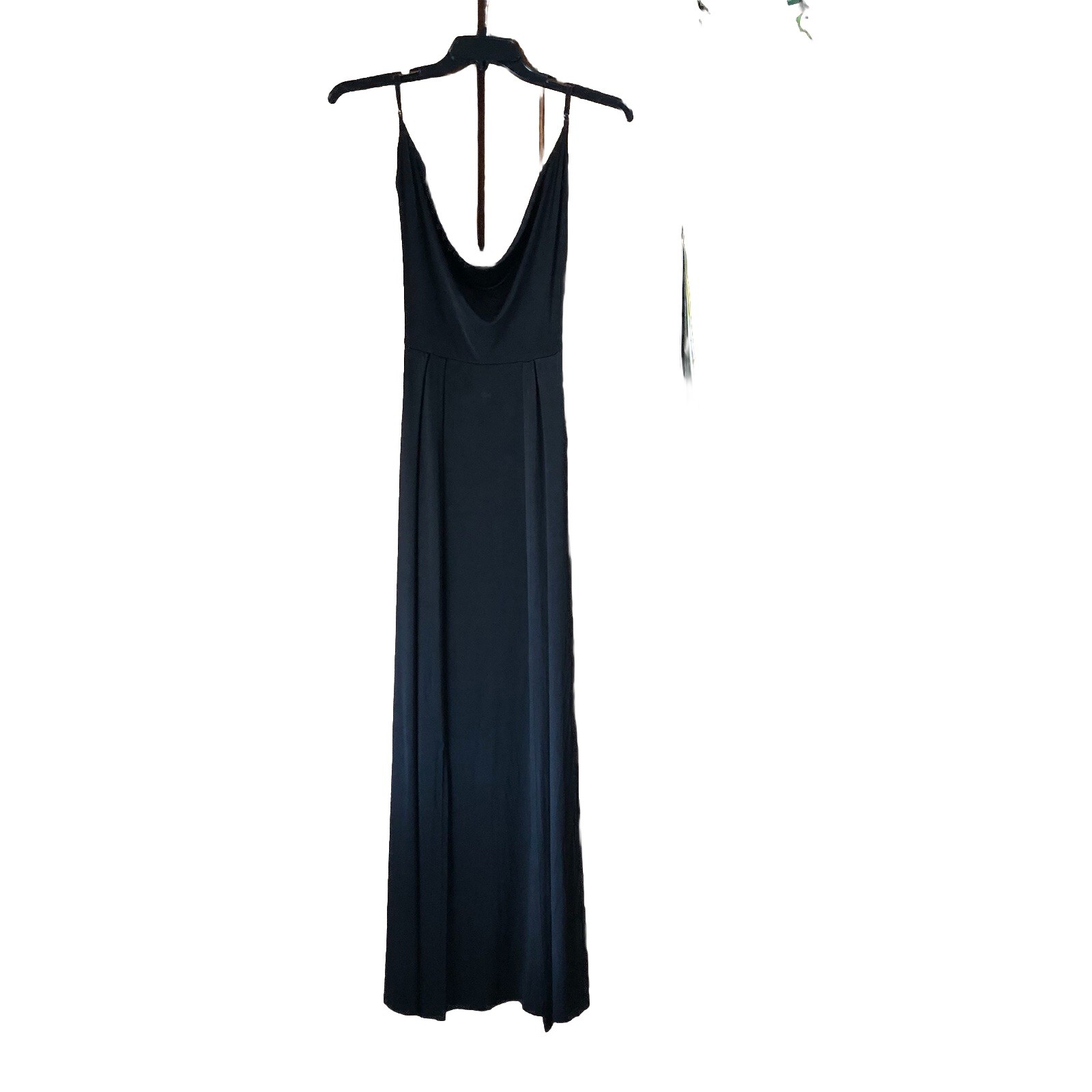 Lucy In The Sky Dion Cowl Neck Maxi Dress Open Back Slit Black Small