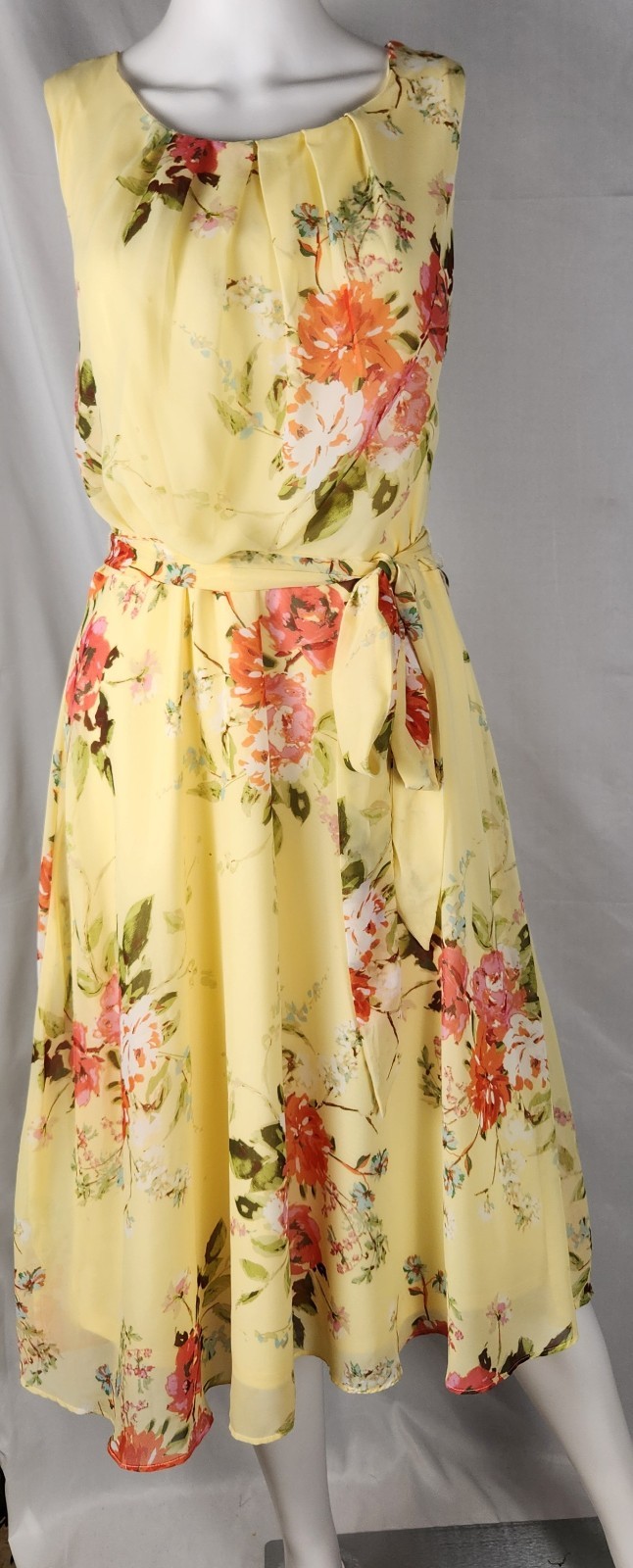 R&K Chiffon Floral Belted Cottagecore/Garden-Party/Classic Sun Dress 18