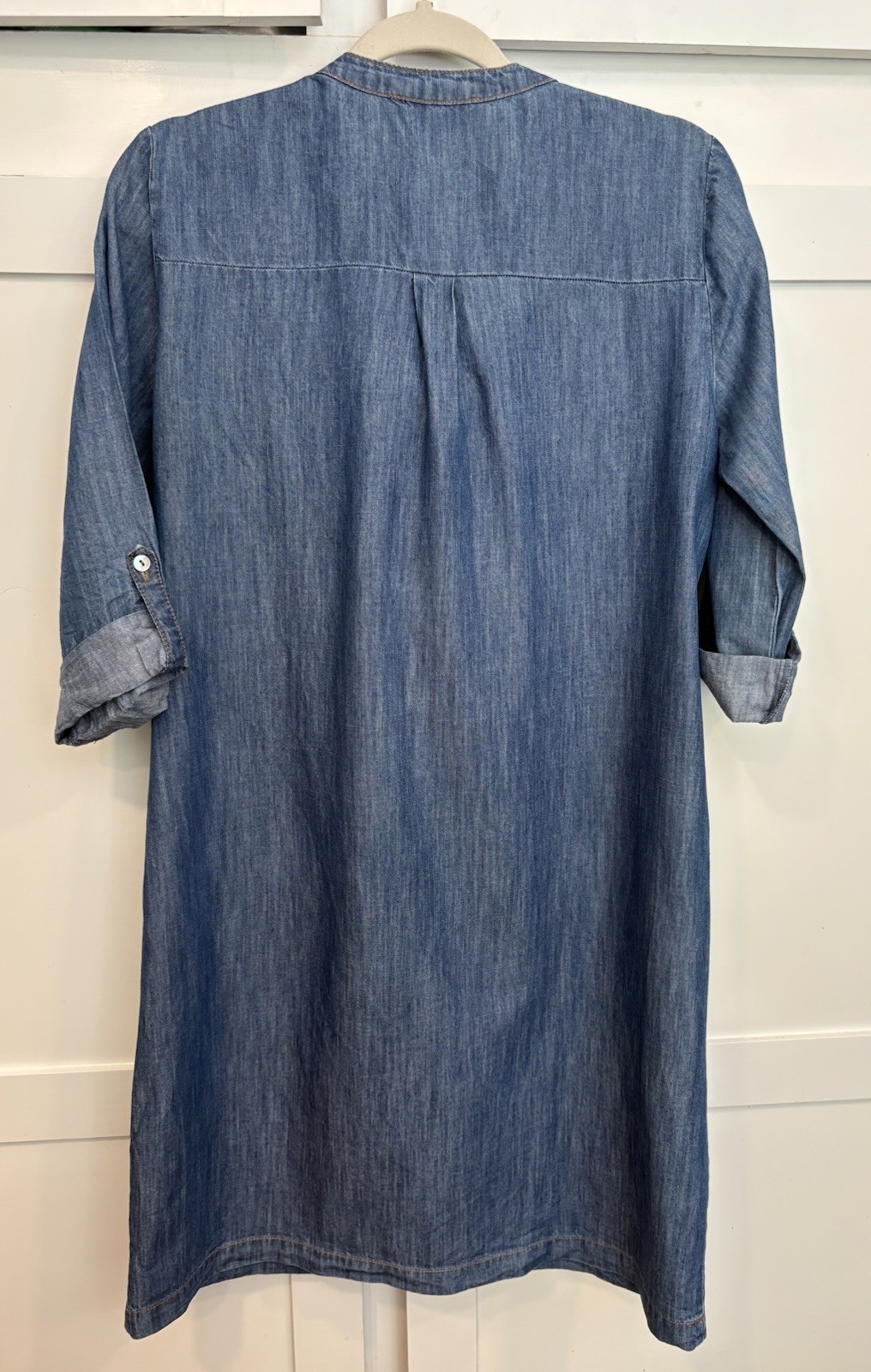 Spence Boutique Chambray Dress Roll Up Sleeves Ribbon Detail Sz 8 EUC