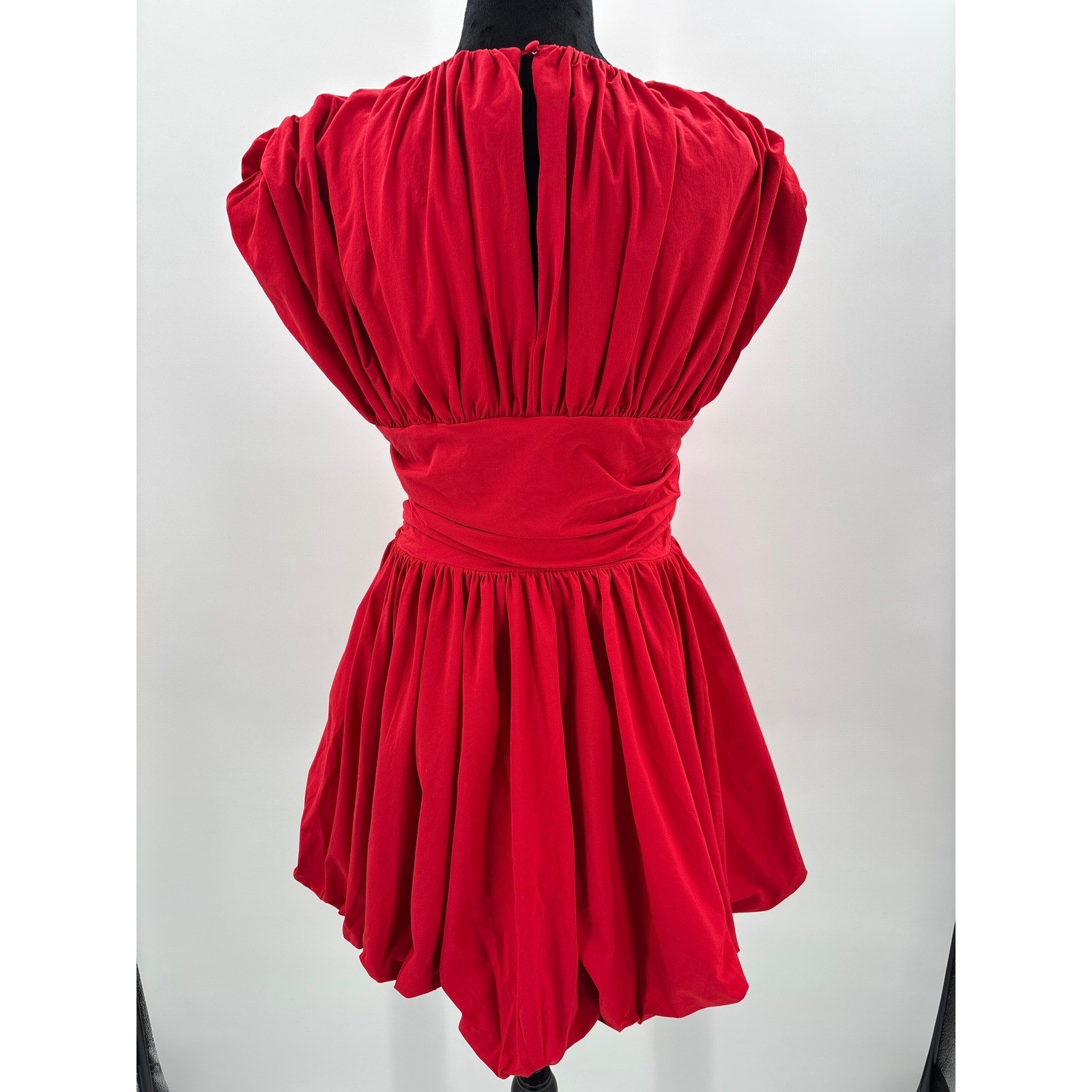 Extro&Vert Red Gathered Ruched Bubble Hem Mini Dress Size M
