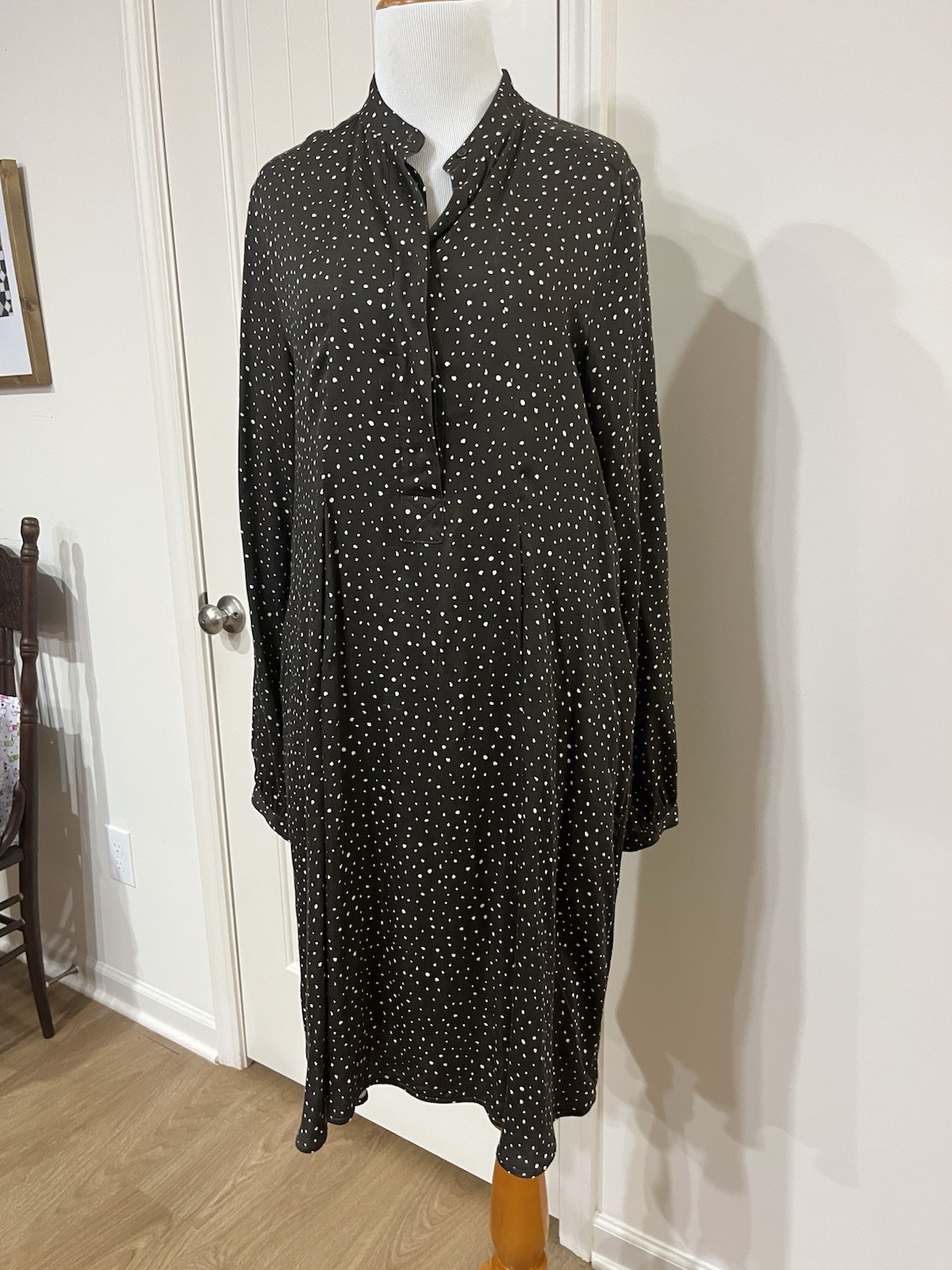 Women’s Polka Dot 0039 Italy Size S Dress Brown White Long Sleeve