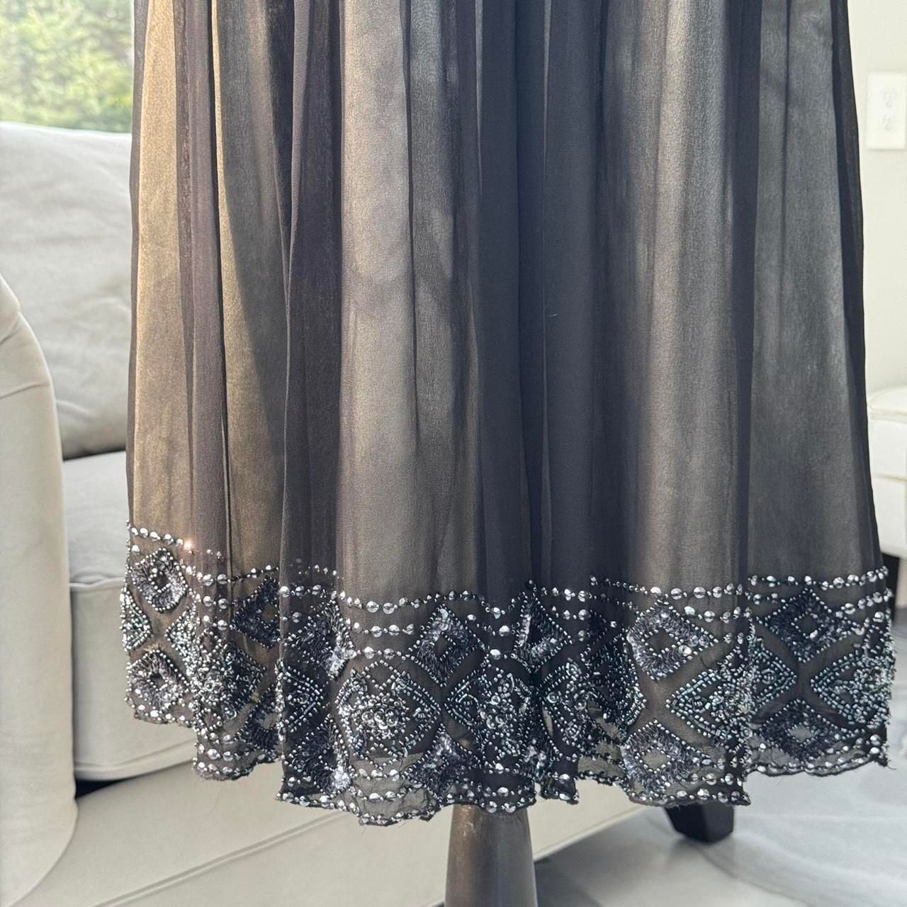 Adrianna Papell Evening 100% Silk Beaded Dress