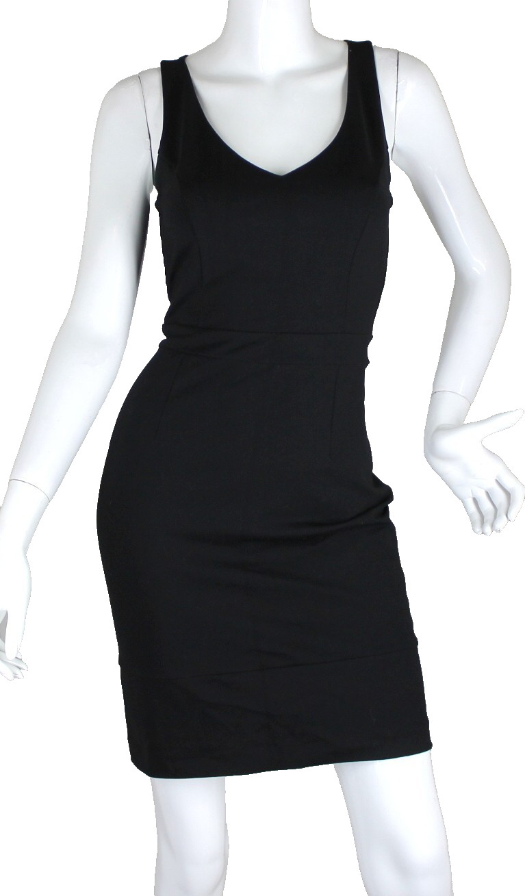 {CYNTHIA ROWLEY} Dress Black Sz. S A-Line Sheath Racerback Stretch Zip Summer