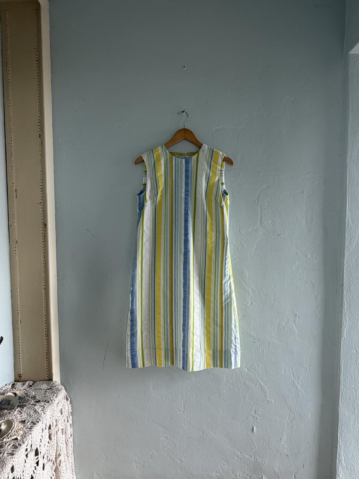 Sleeveless Striped Midi Dress Multicolor Cotton Blend
