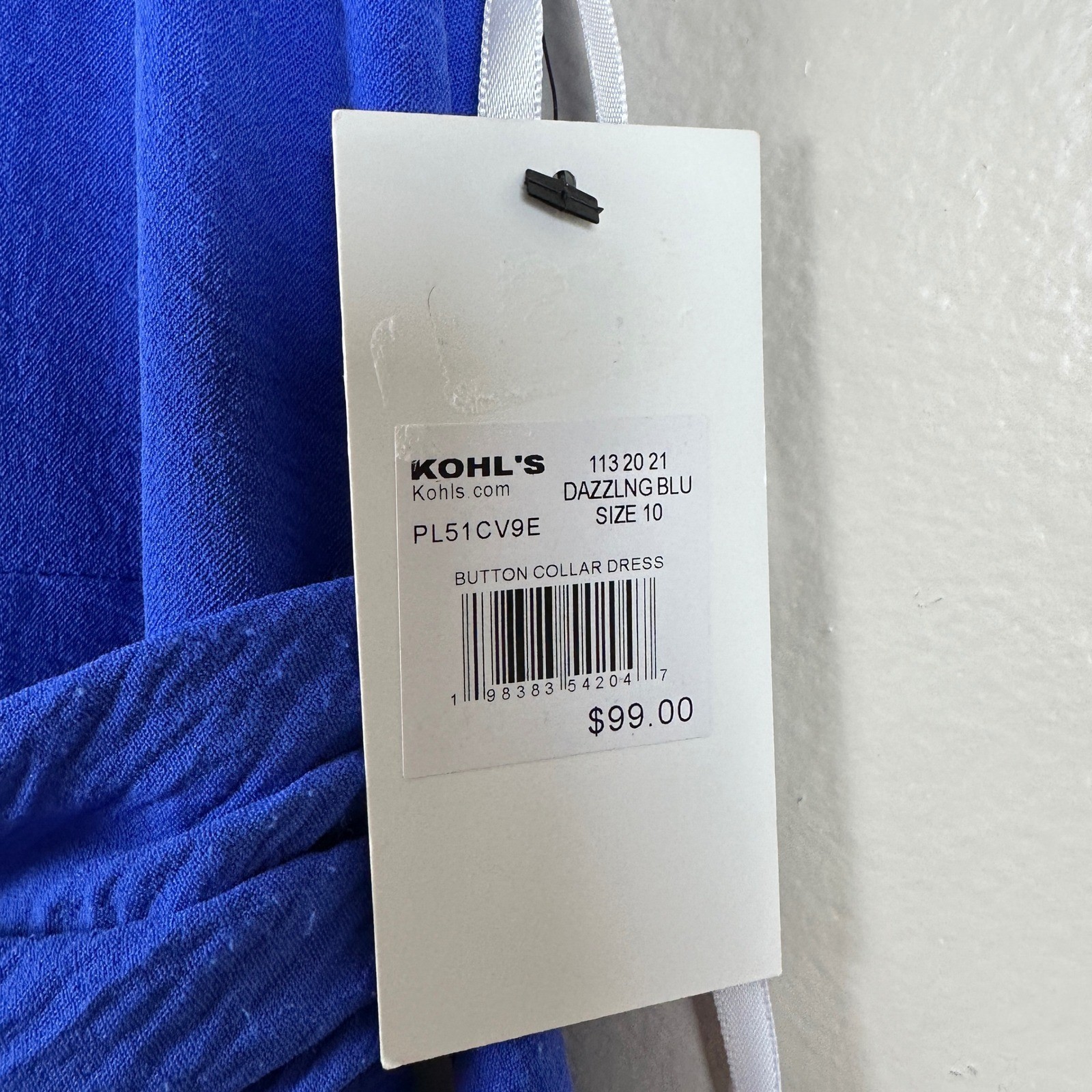 Harper Rose Women’s 10 Button Collar Dress Dazzling Blue Handkerchief Hem NEW