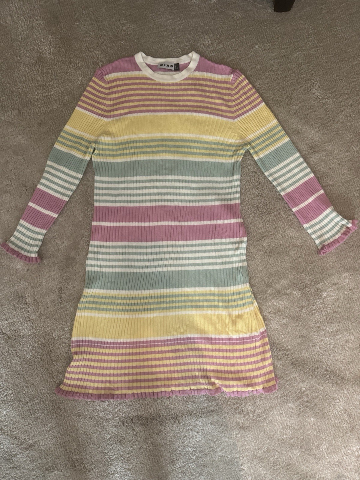 RIXO London Floral Striped Dress, 3/4 Sleeve, Size XSmall (US 4)