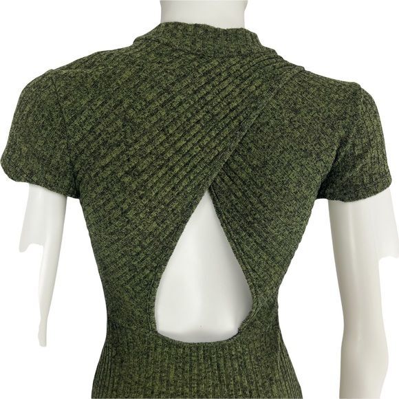 Mod Ref Cut Out Back Knitted Ribbed Dress Womens Size S (I10185)