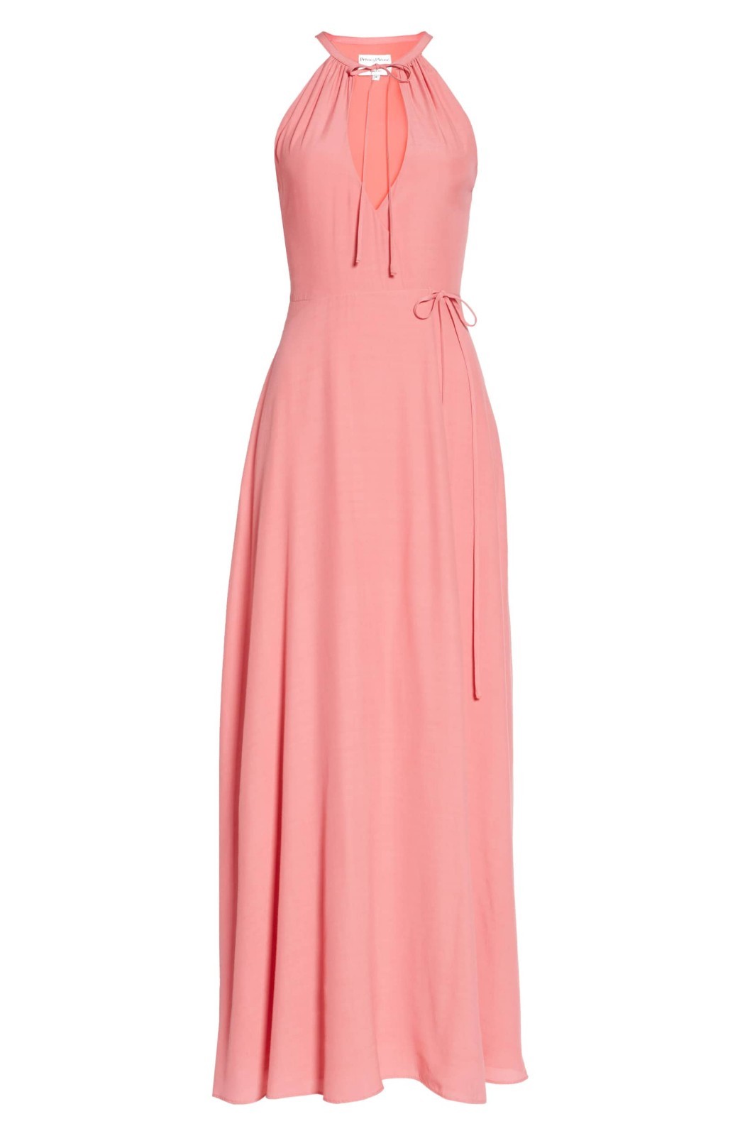 PRIVACY PLEASE Pink True Wrap Halter Tie Neck Hi-Slit Maxi Dress S 4/6 Nordstrom
