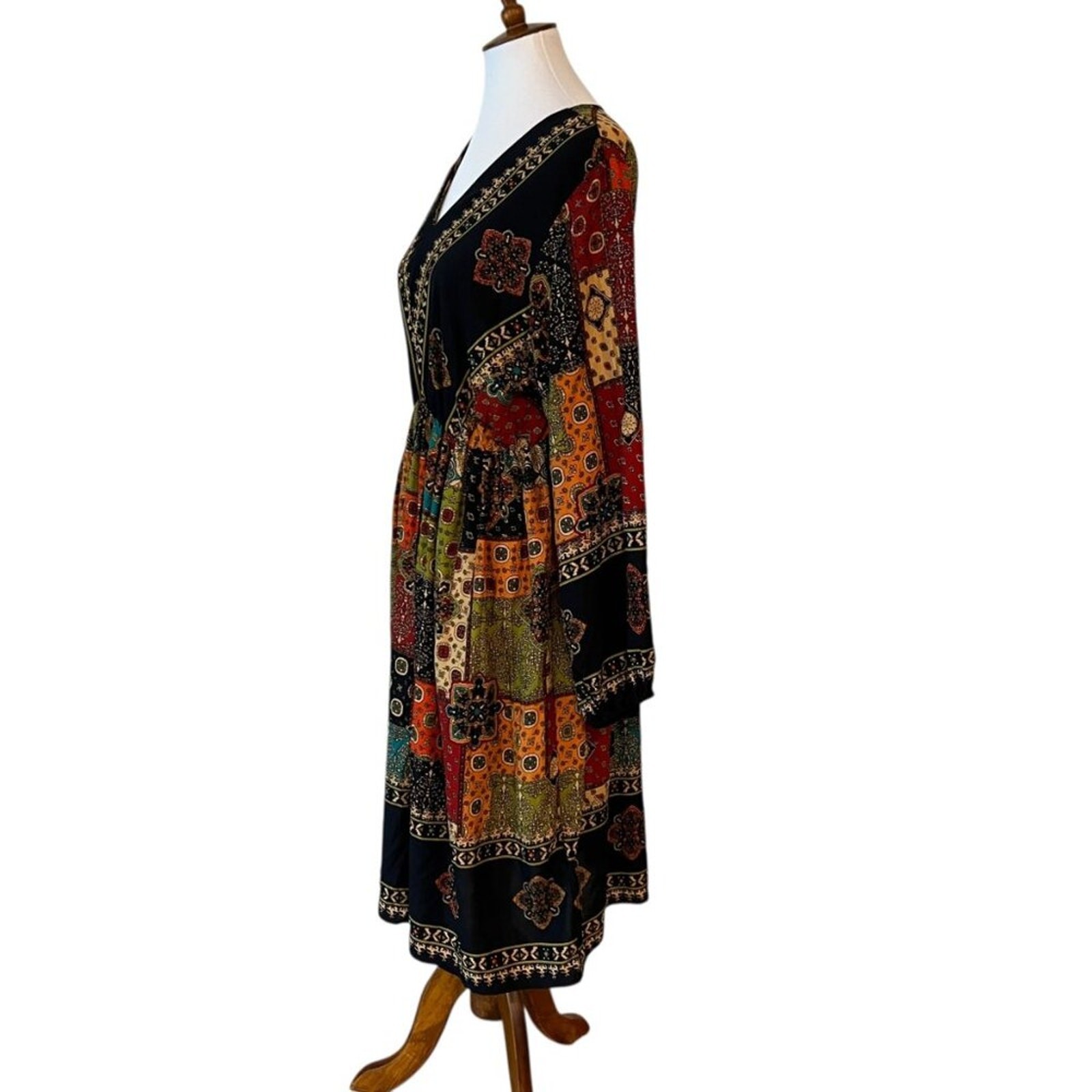 Boho Dress XL Summer Patchwork Fall 0X Dress Vintage Style Bohemian 14 Dress XXL